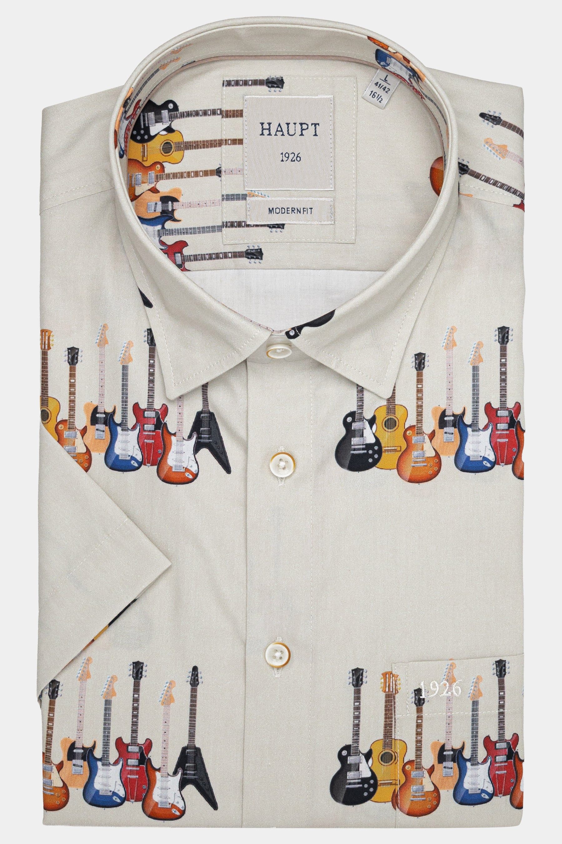 Haupt Kurzarmhemd Haupt Kurzarmhemd mit Gitarren