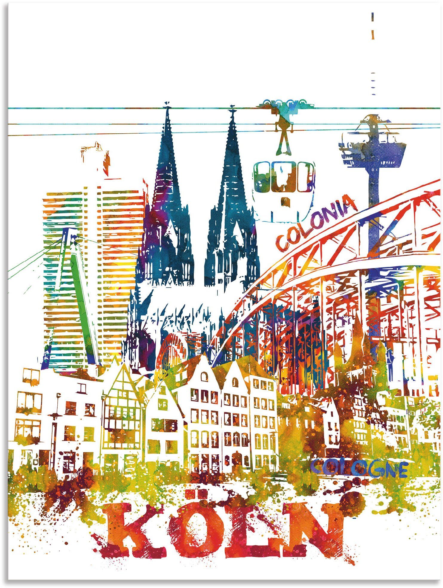 Artland Leinwandbild Köln Dom Grafik, Köln