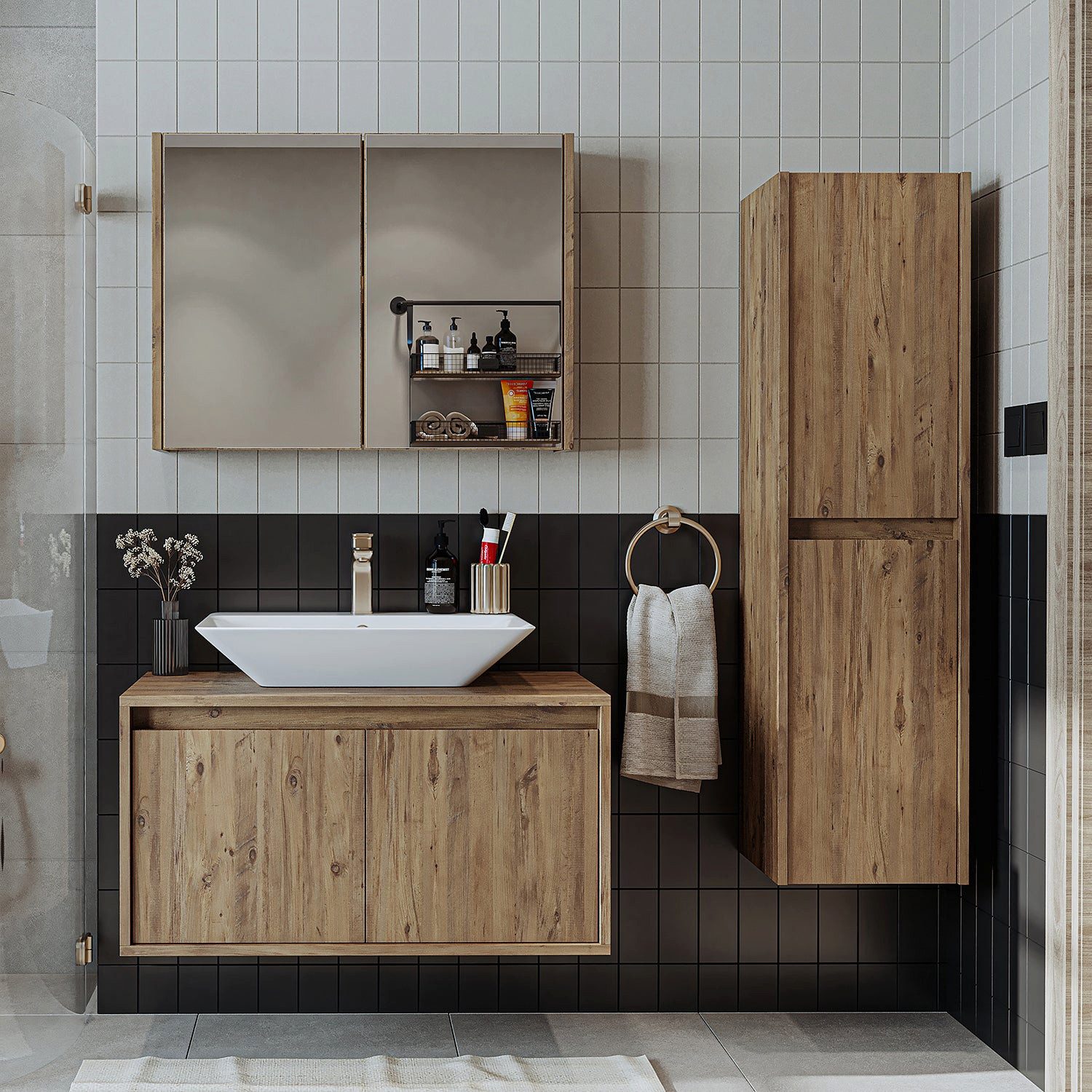 Roomart Badmöbel-Set, (Badmöbel Set ATLANTIC 85
