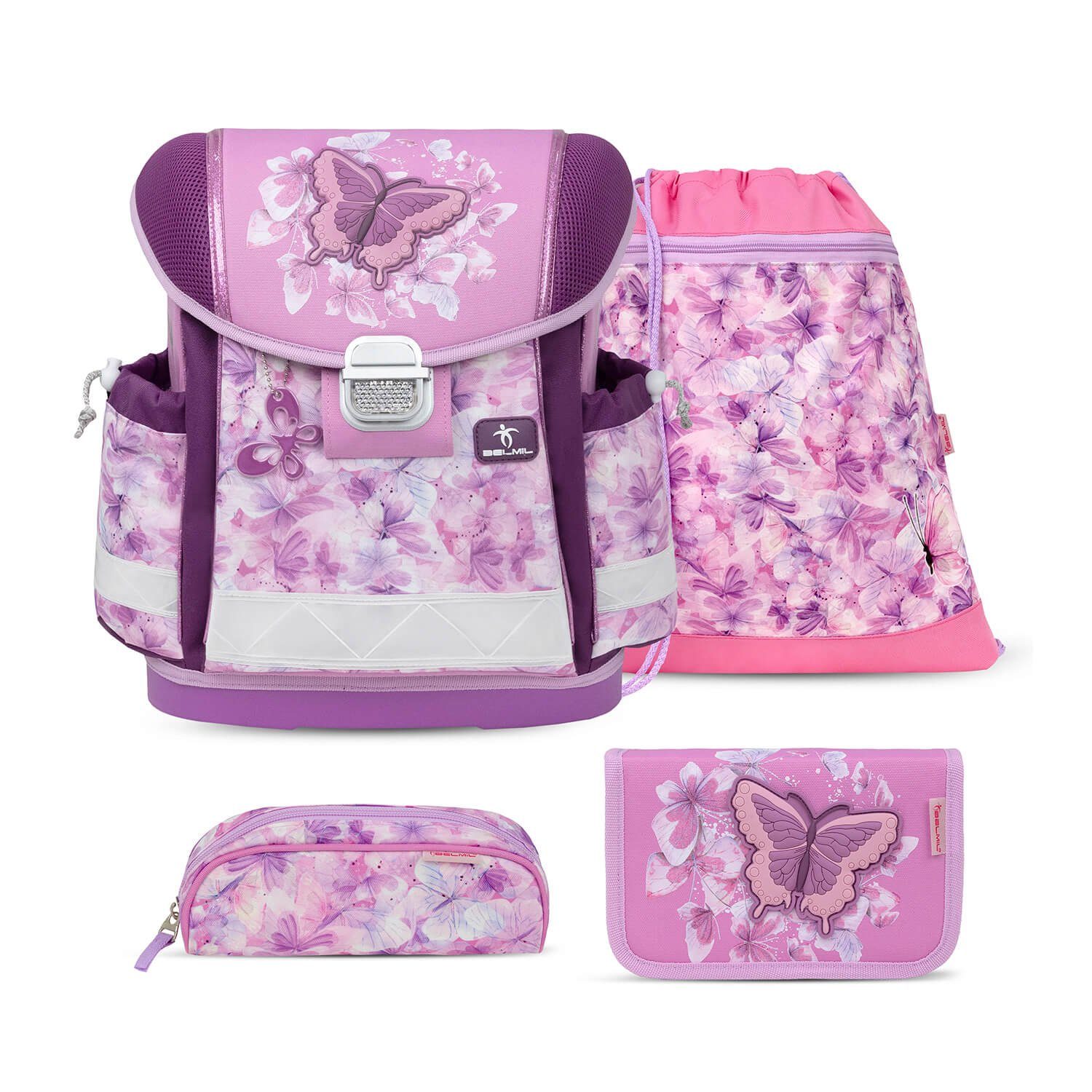 Belmil Rucksack Rucksack ergonomisches Schulranzen-Set 4-Teile