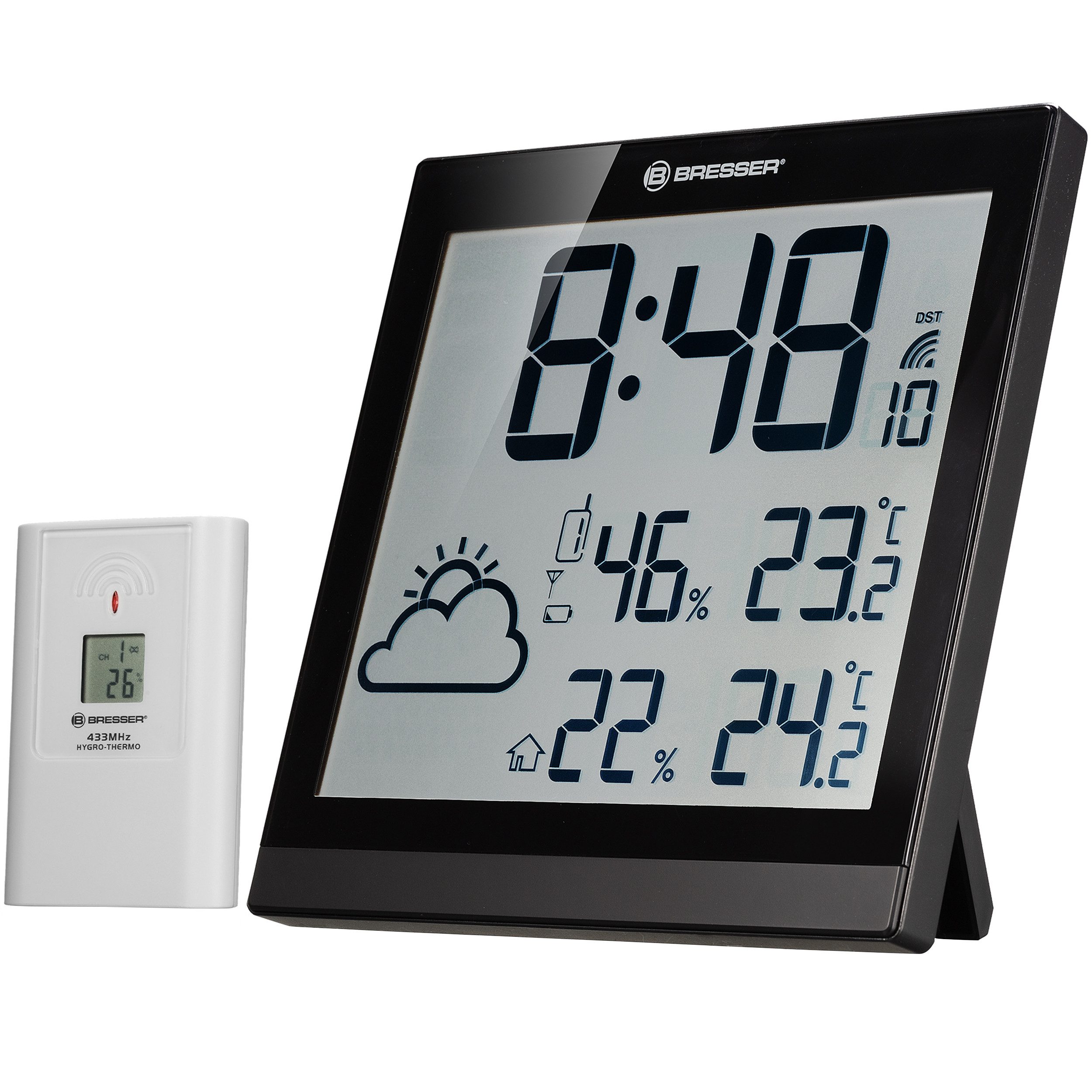BRESSER Wanduhr Funk LCD Wetter-Wanduhr ClimaTemp