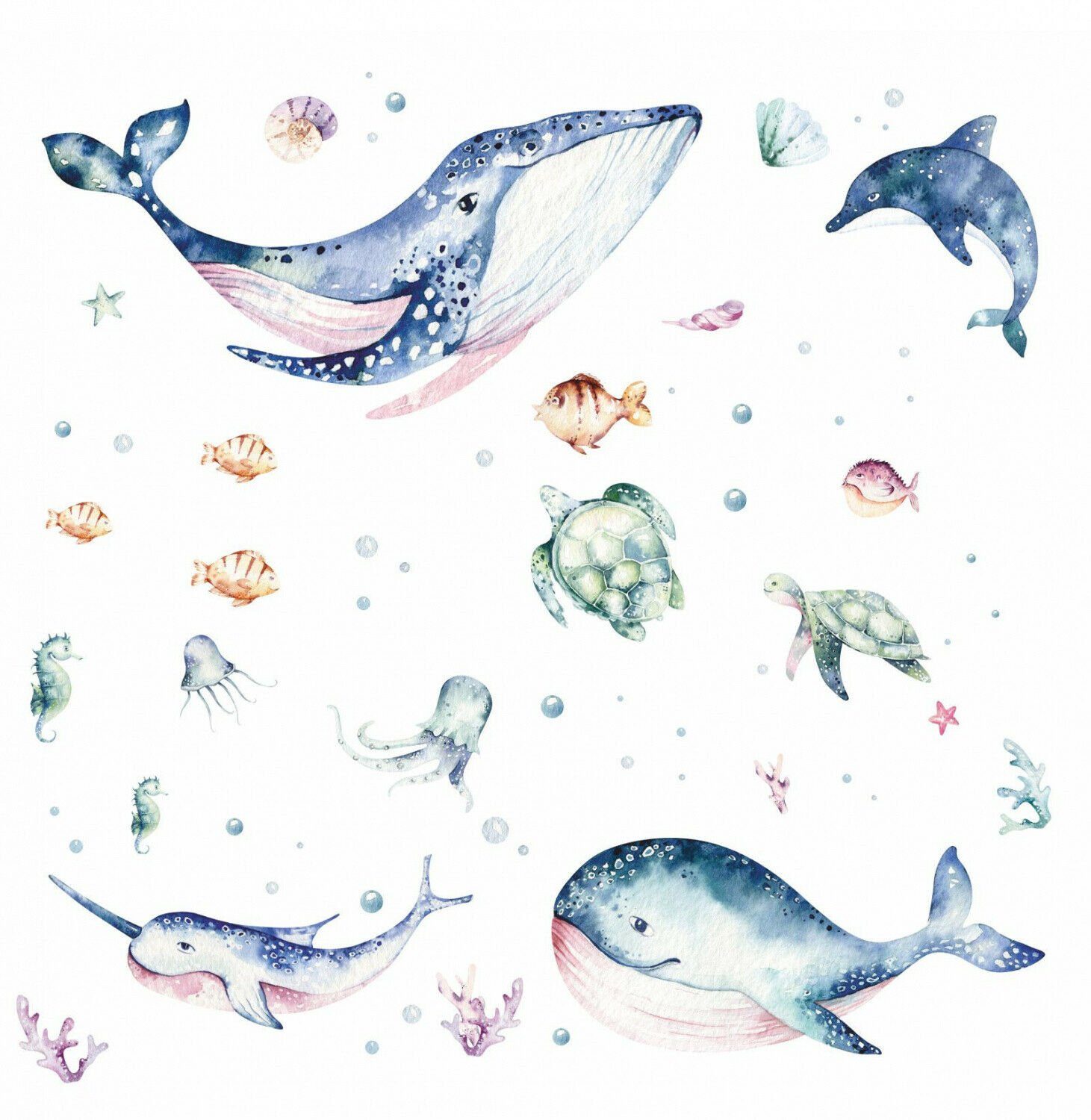 nikima Wandtattoo 205 Meerestiere Aquarell -