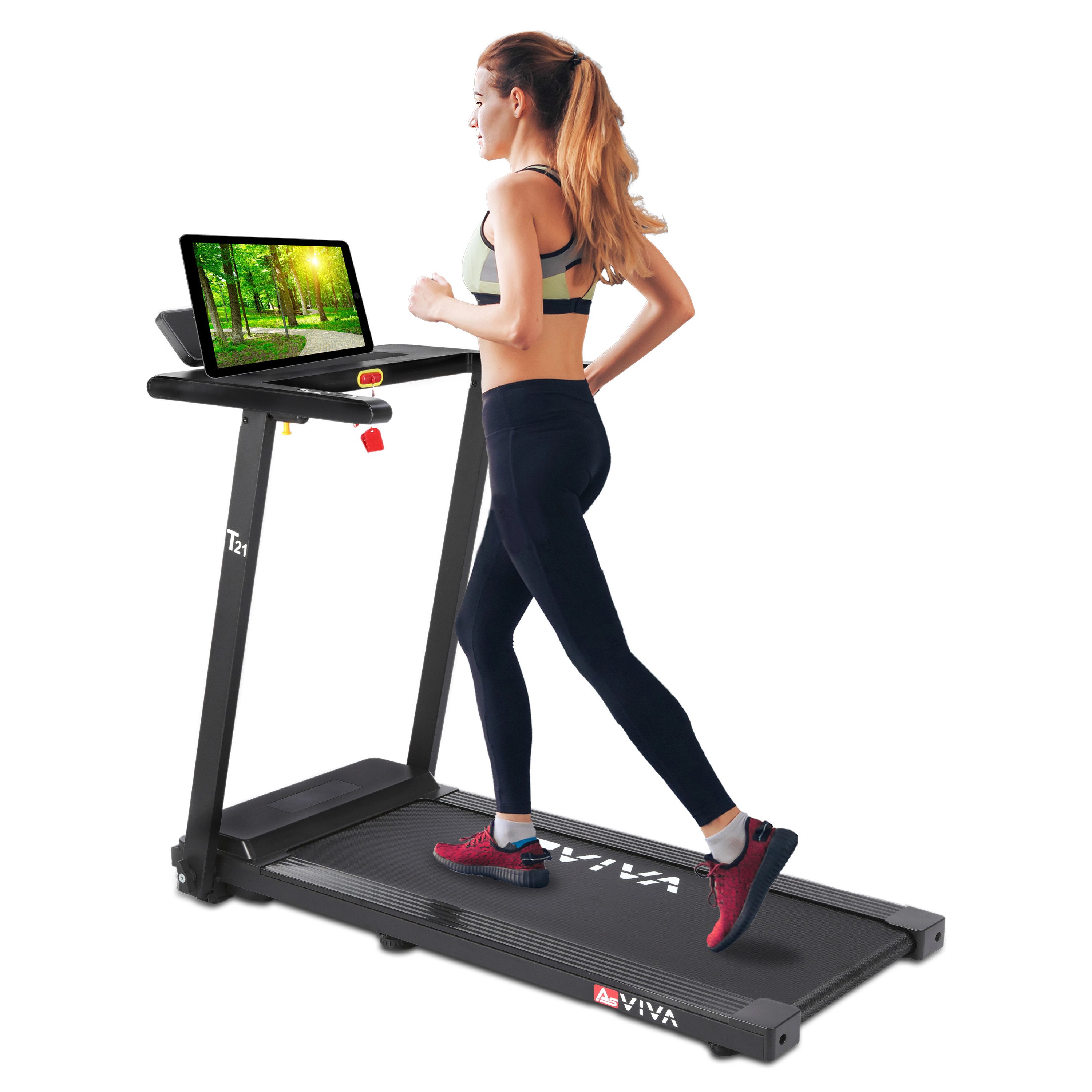 AsVIVA Laufband T21, Kompaktes 2-in-1 Laufband