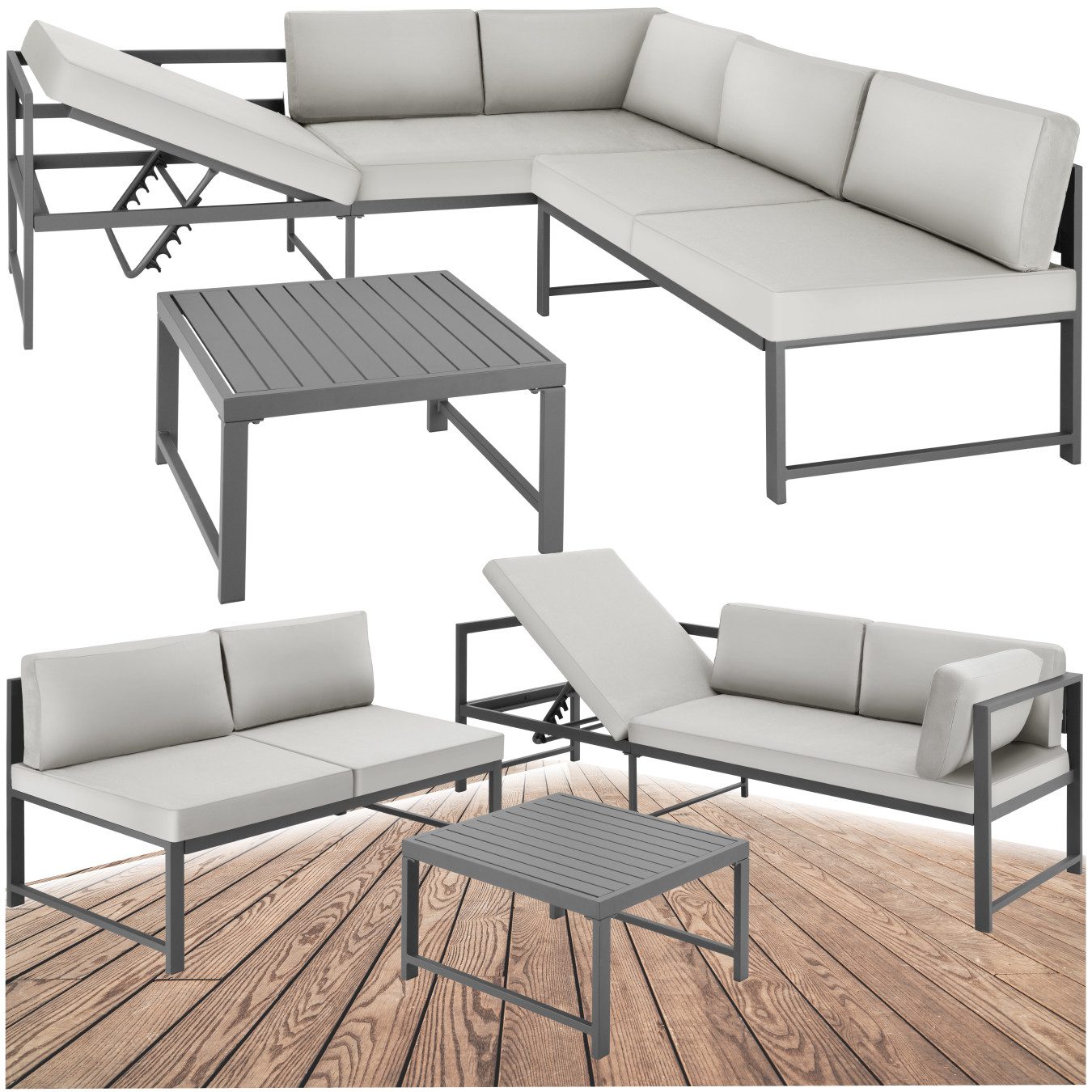 tectake Gartenlounge-Set Sitzgruppe, (Set., 3-tlg), Wetterfeste
