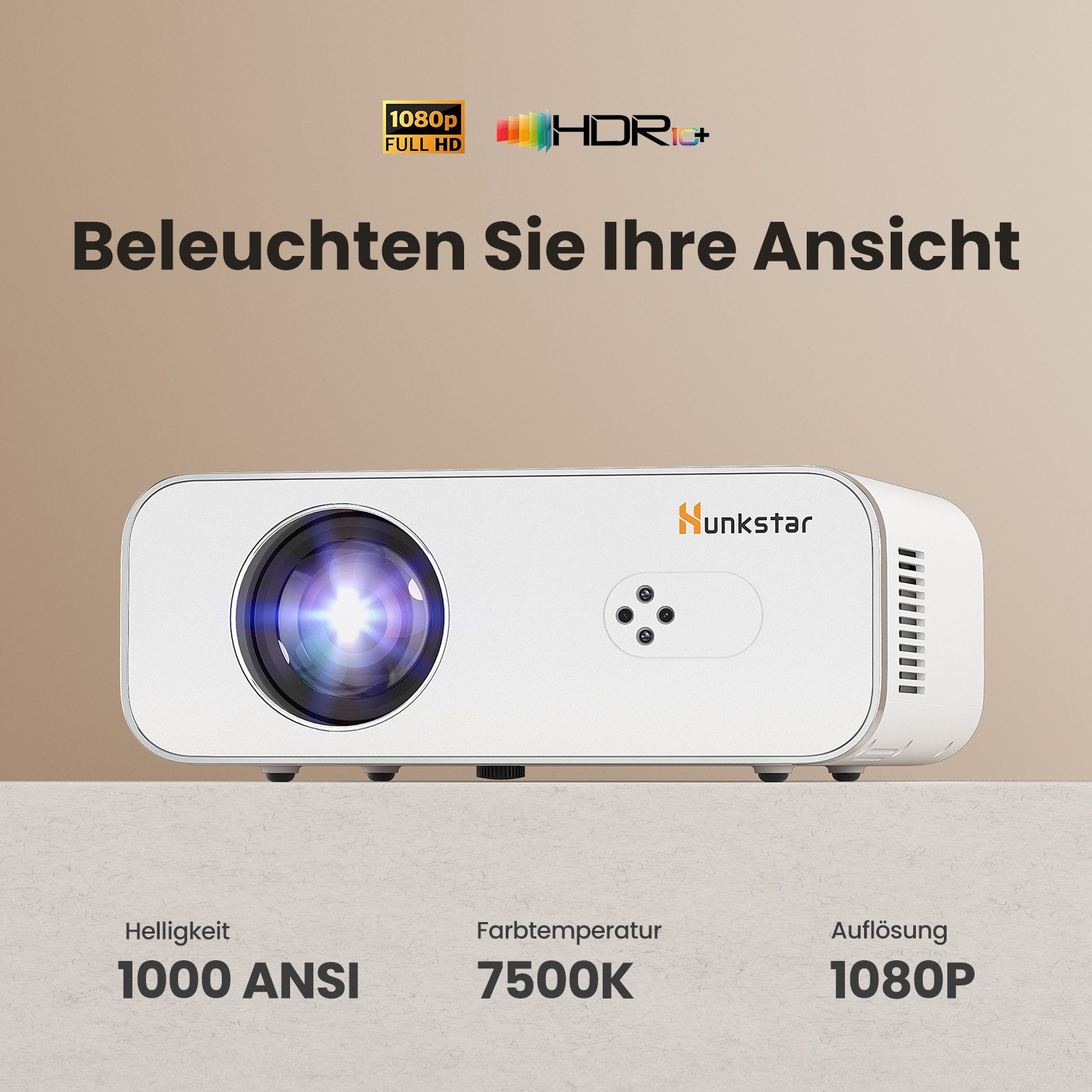 Hunkstar P3 1000 ANSI Android-Projektor, Native