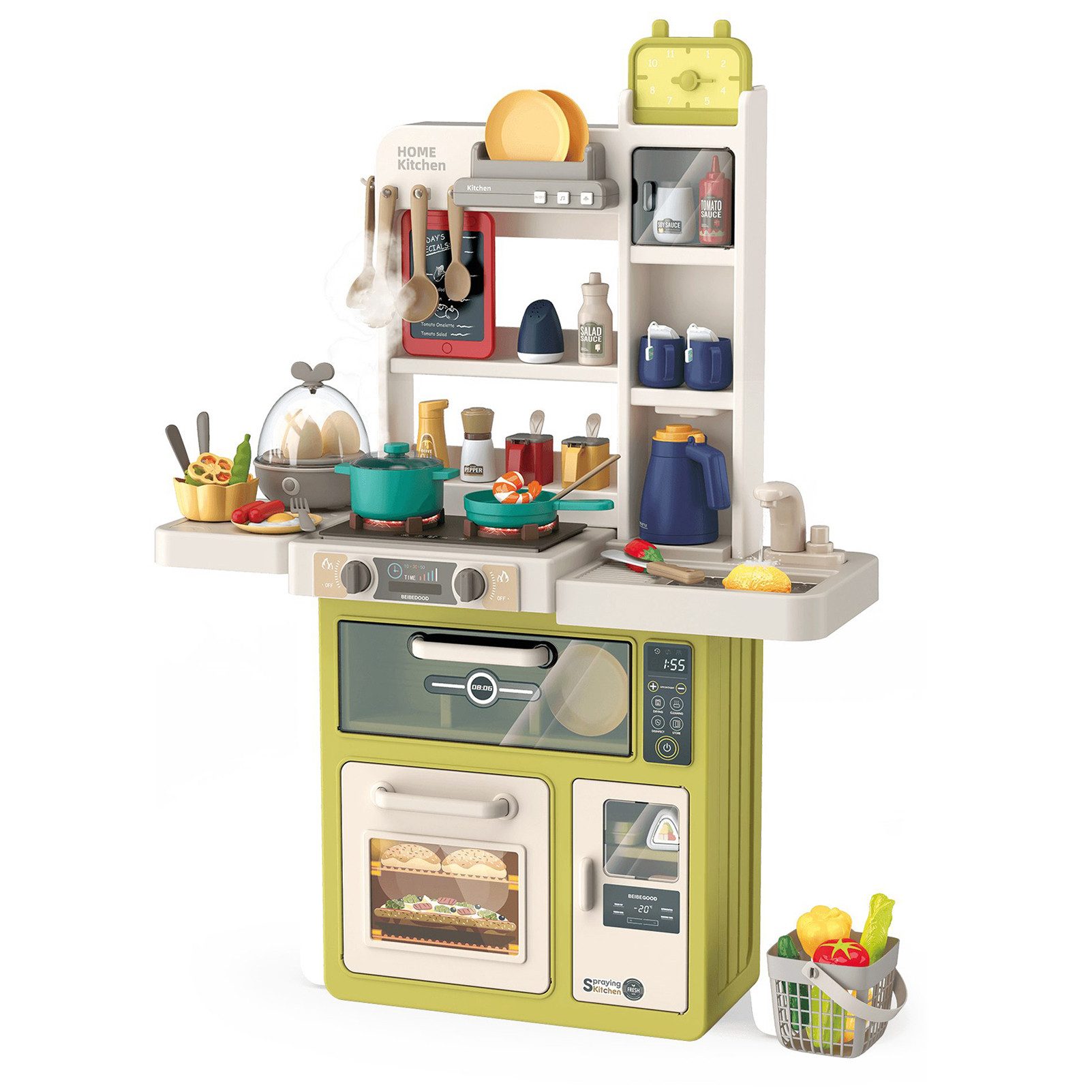 Esun Spielküche Kinderküche mit Küchenzubehör, Licht,
