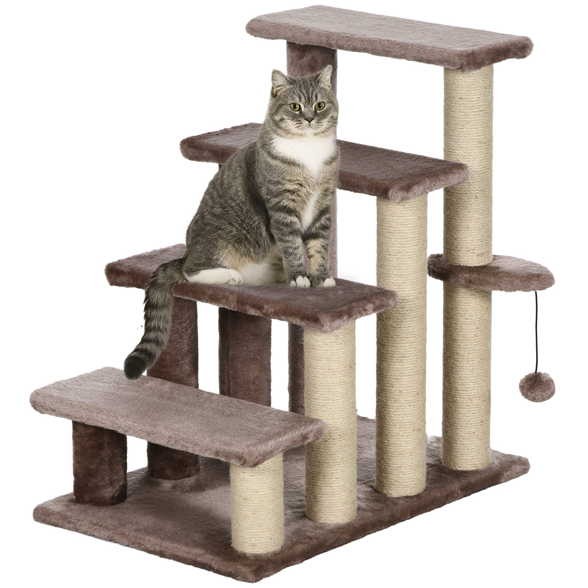 PawHut Kratzbaum Haustiertreppe mit Kratzbaum Ball,
