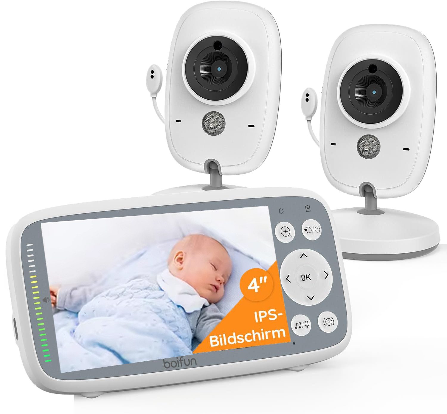 Boifun Video-Babyphone Babyphone mit 2 Kameras