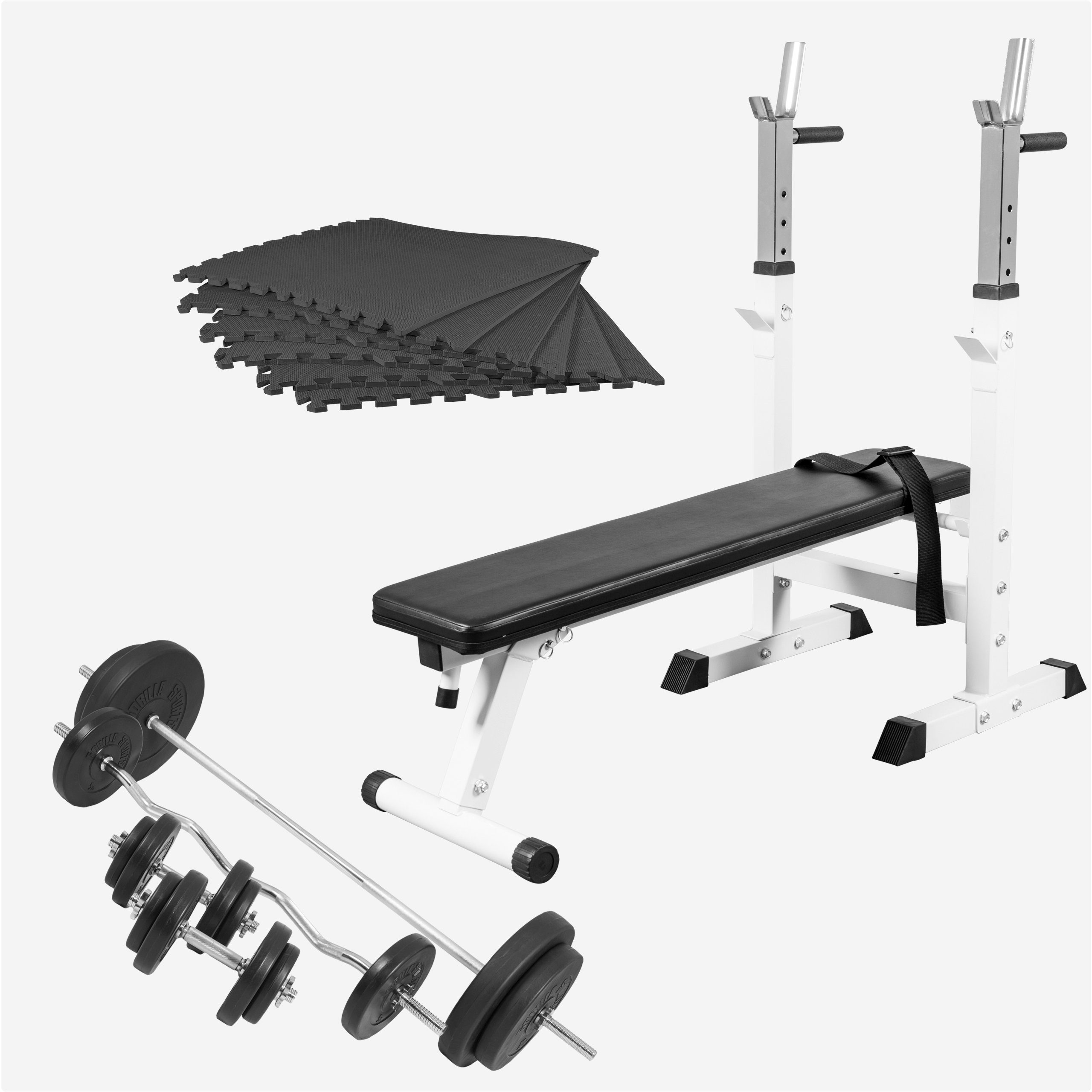 GORILLA SPORTS Hantelbank mit Ablage, Schutzmatten,