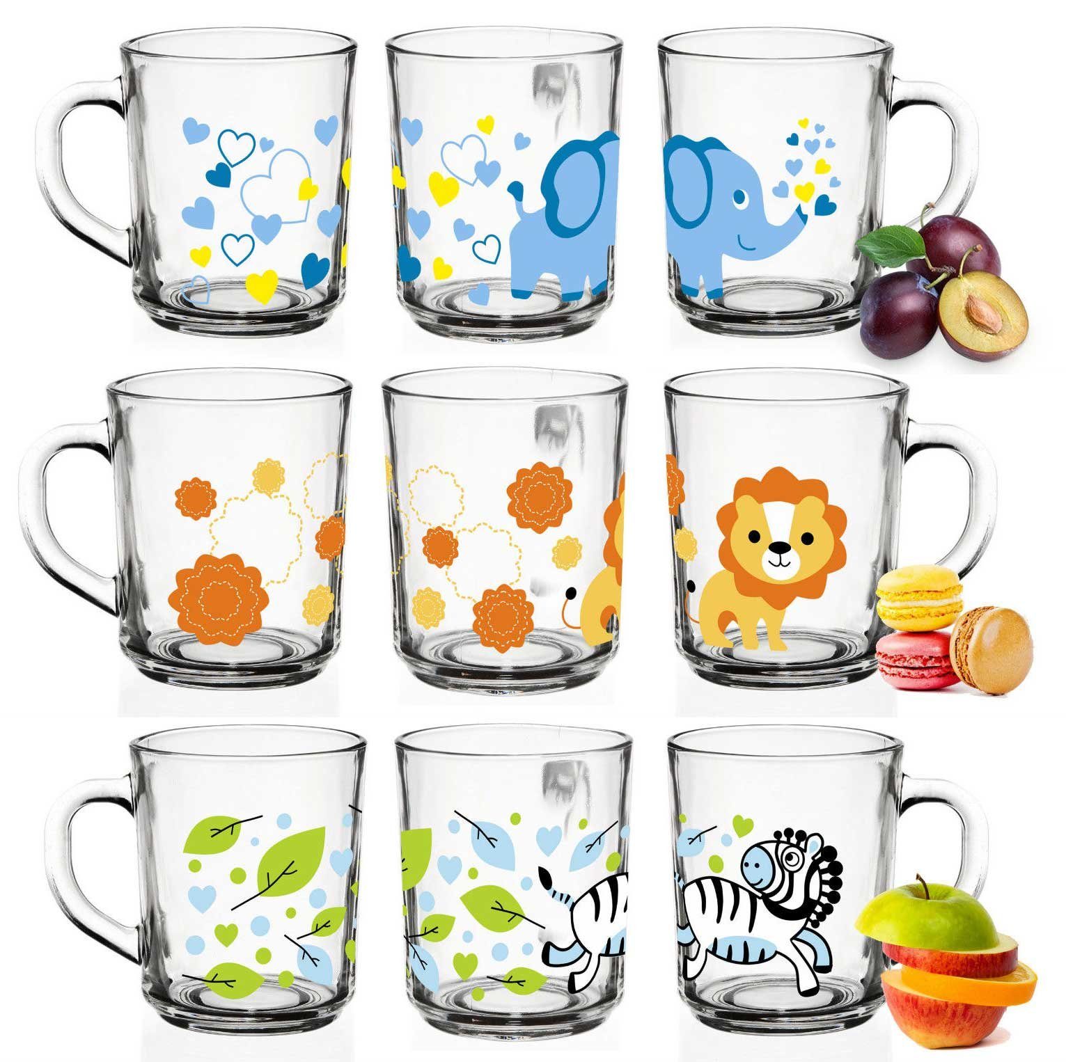 Sendez Teeglas 6 Tier-Motiv Becher Tassen