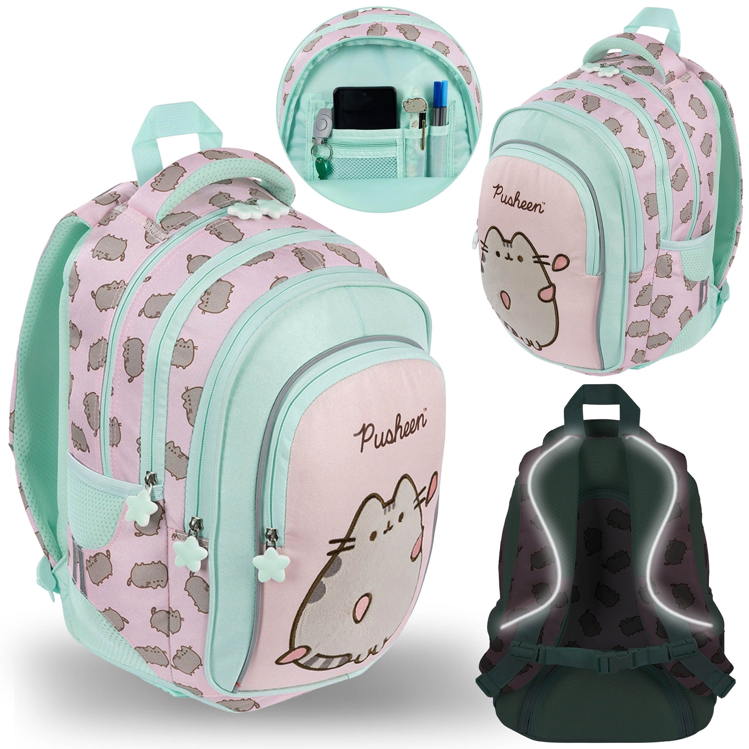 Sarcia.eu Schulrucksack Pusheen rosa‑mint Schulrucksack Mädchen