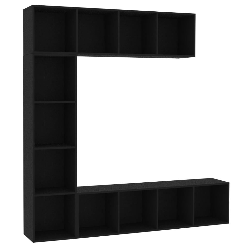 vidaXL Bücherregal 3-tlg. Bücher-/TV-Schrank Set Schwarz