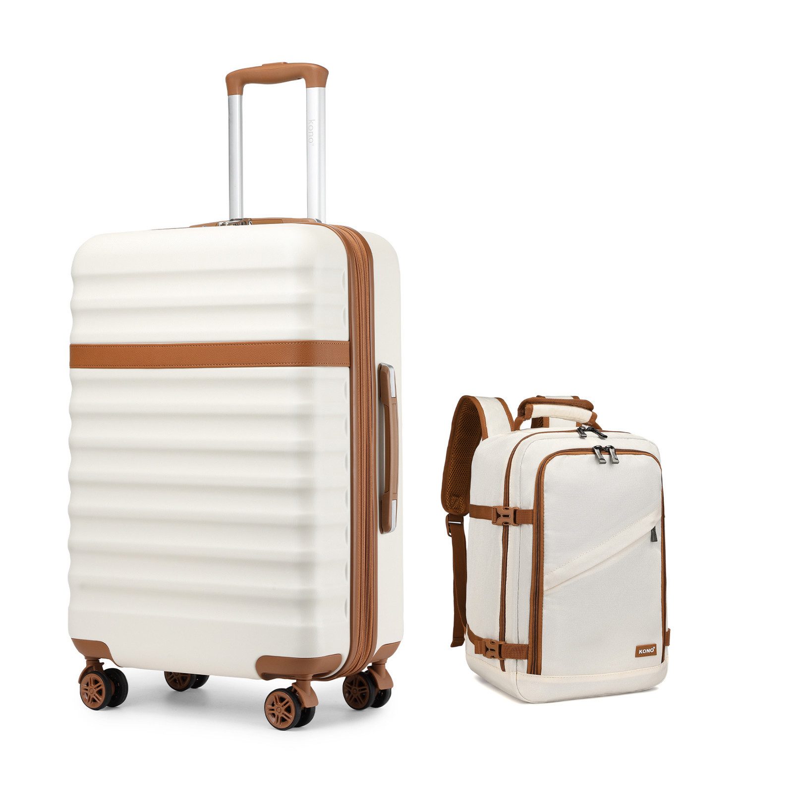 KONO Kofferset, Hartschalenkoffer (55/65/75 cm)+20L Kabinenrucksack