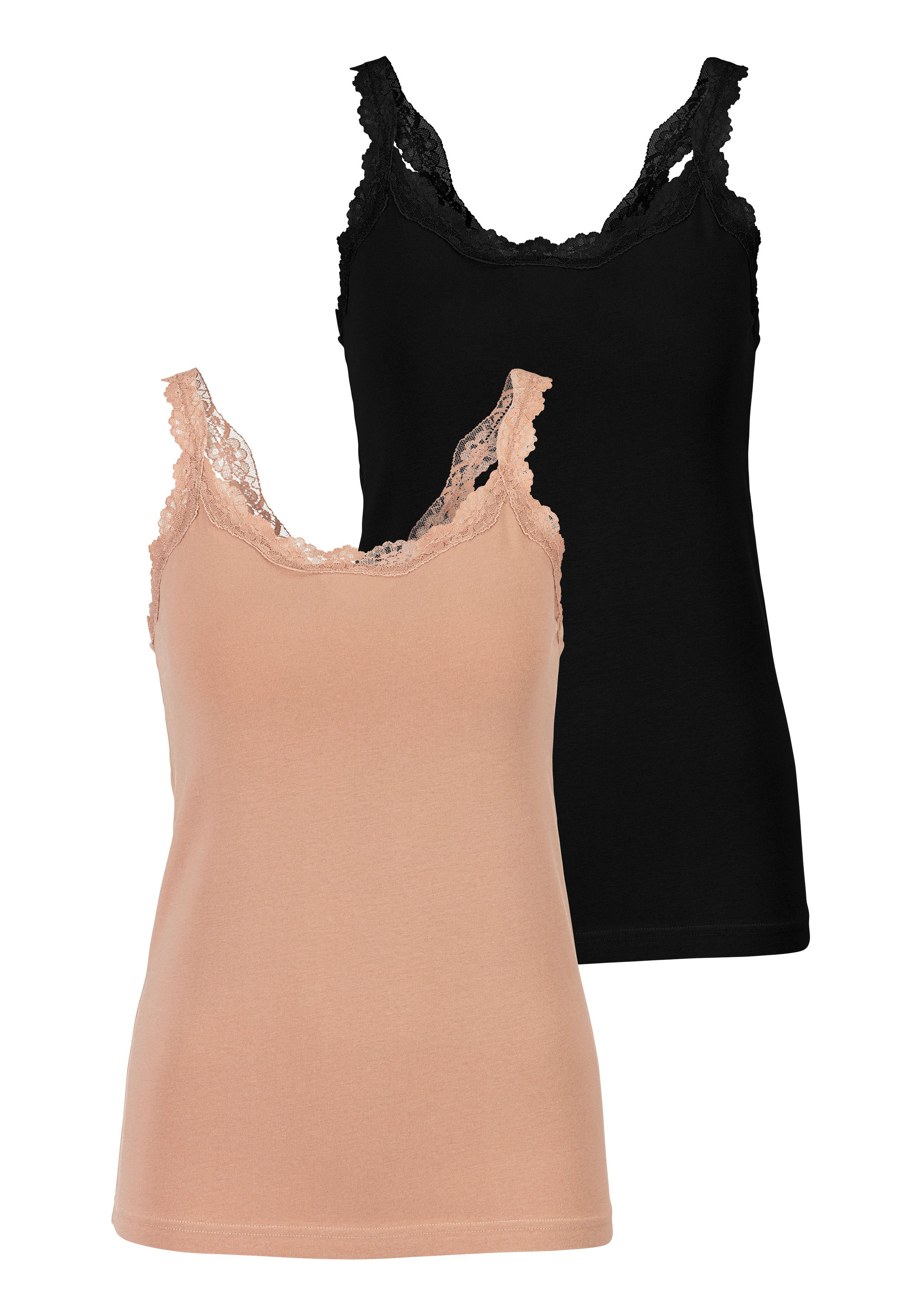 LASCANA Unterhemd (2er-Pack) mit innenliegendem Bustier,