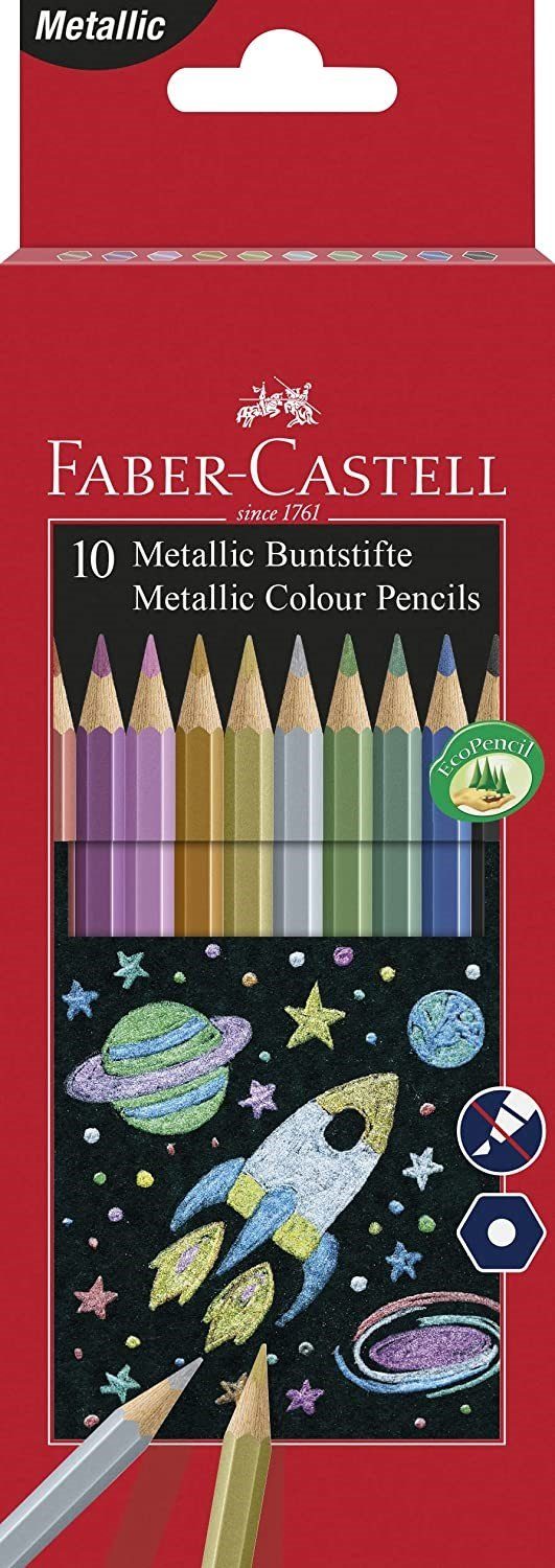 Faber-Castell Buntstift FABER-CASTELL Hexagonal-Buntstifte metallic, 10er
