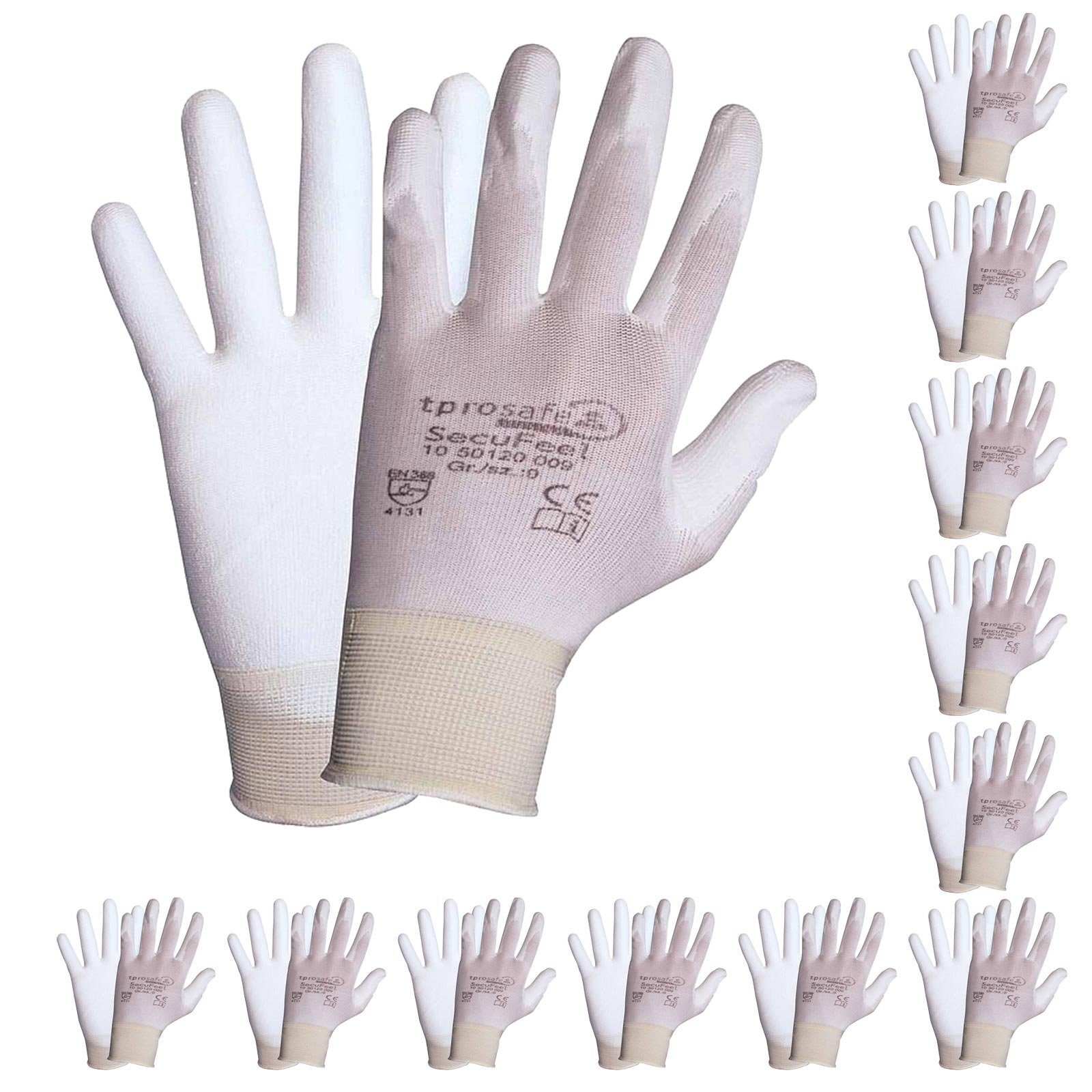 tprosafe Nitril-Handschuhe SecuFeel white PU-Arbeitsschutzhandschuhe, Handschuhe