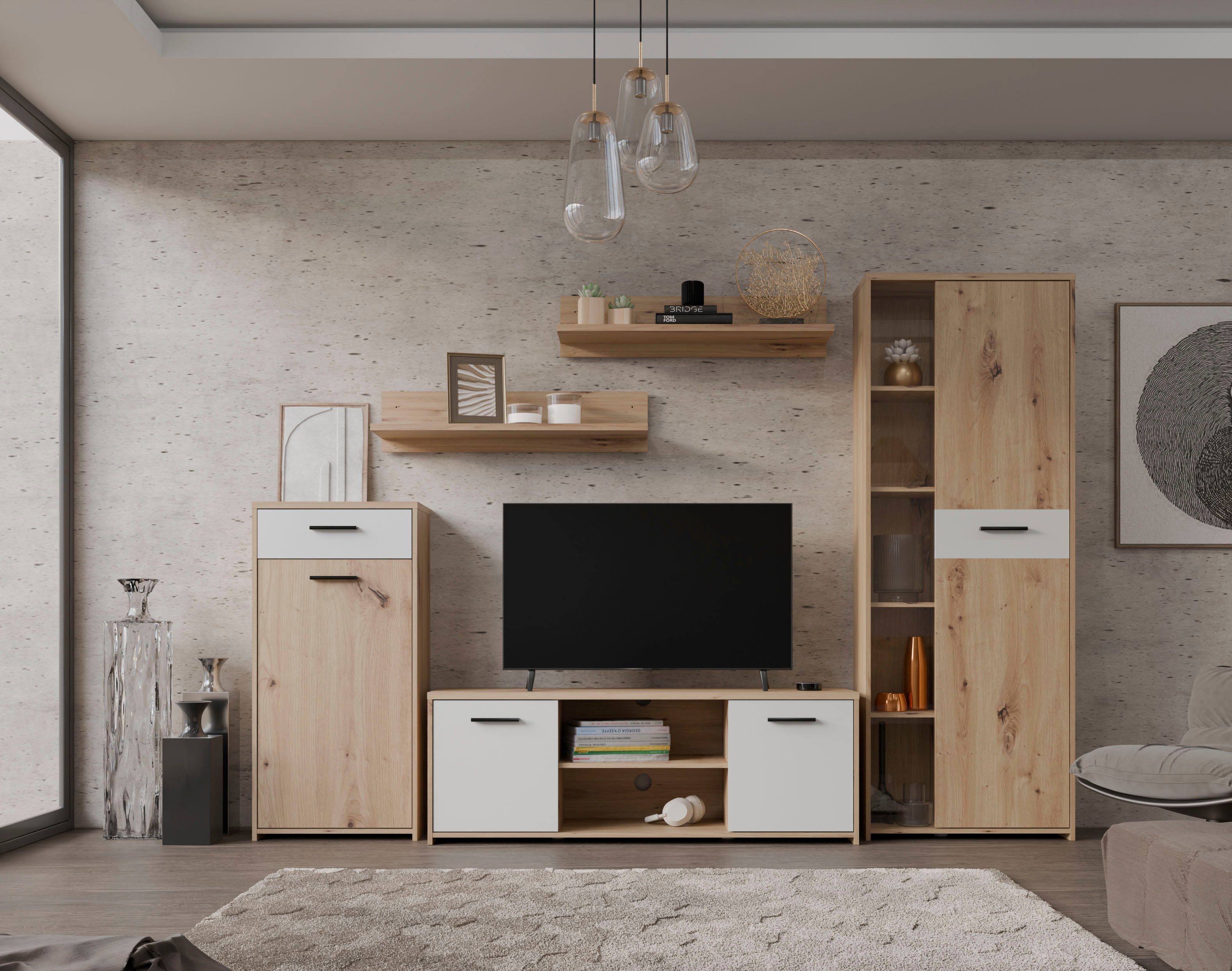 FORTE Wohnwand Pablo, (5-St), Wohnwand 5teilig,