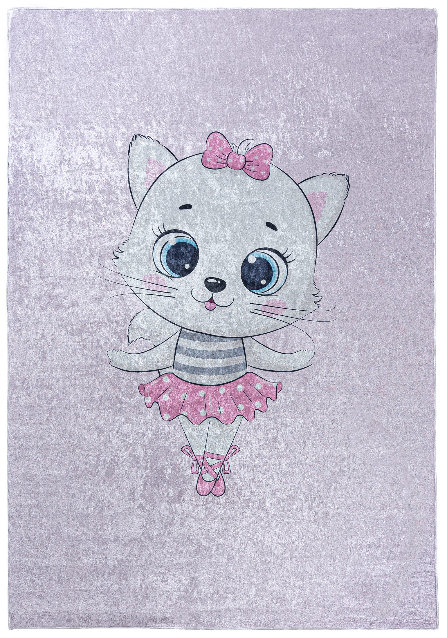 Mazovia Kinderteppich Kinderteppich Kinderzimmerteppich Katze, 80