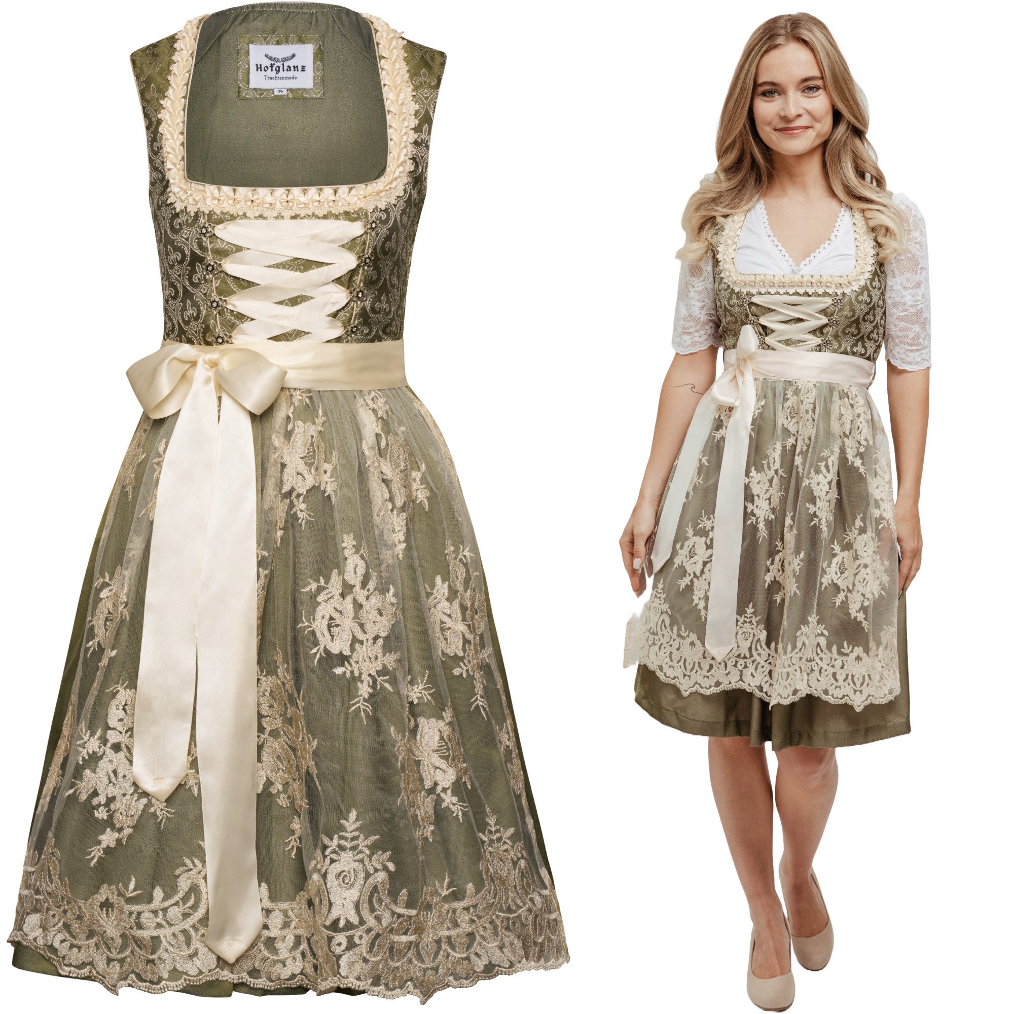 HOFGLANZ Dirndl Traditionelles Dirndl Damen Grün