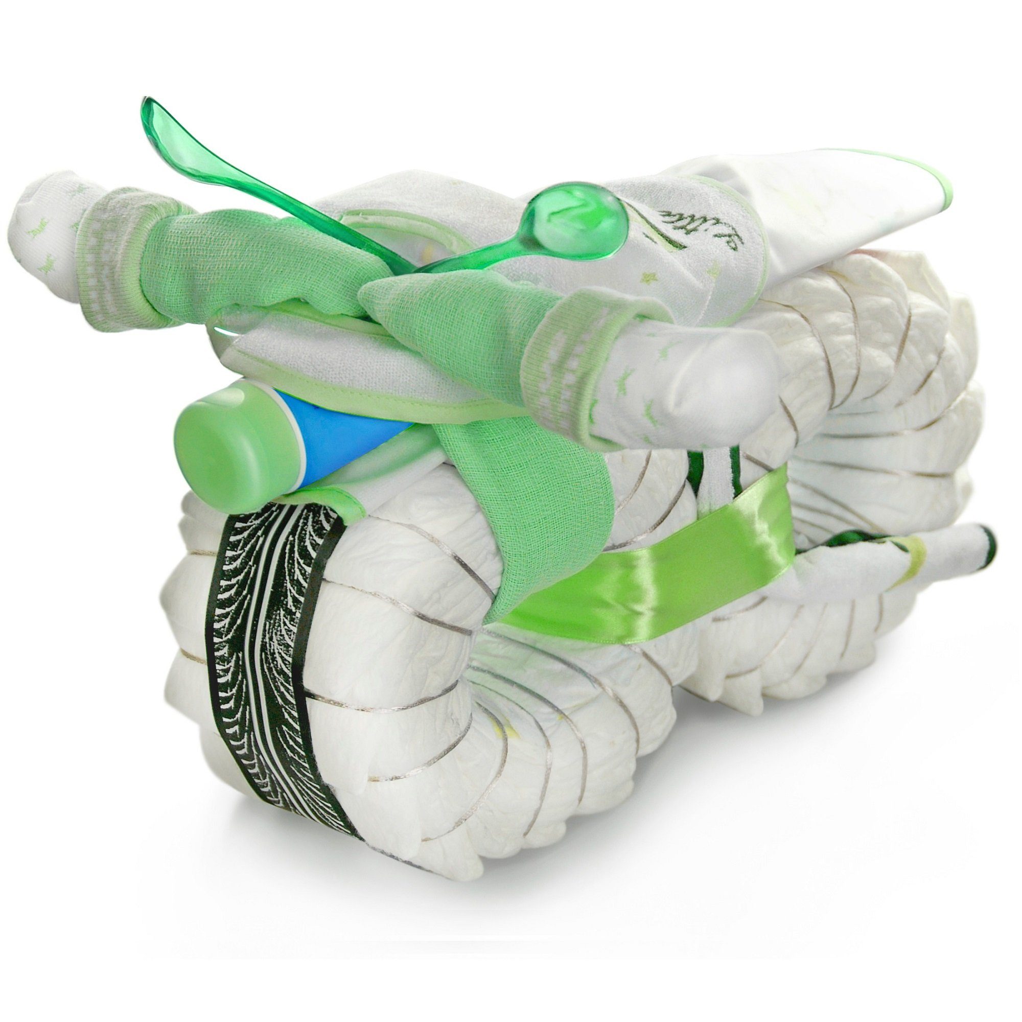 dubistda-WINDELTORTEN- Neugeborenen-Geschenkset Windeltorte Motorrad ROCKSTAR (45-tlg)