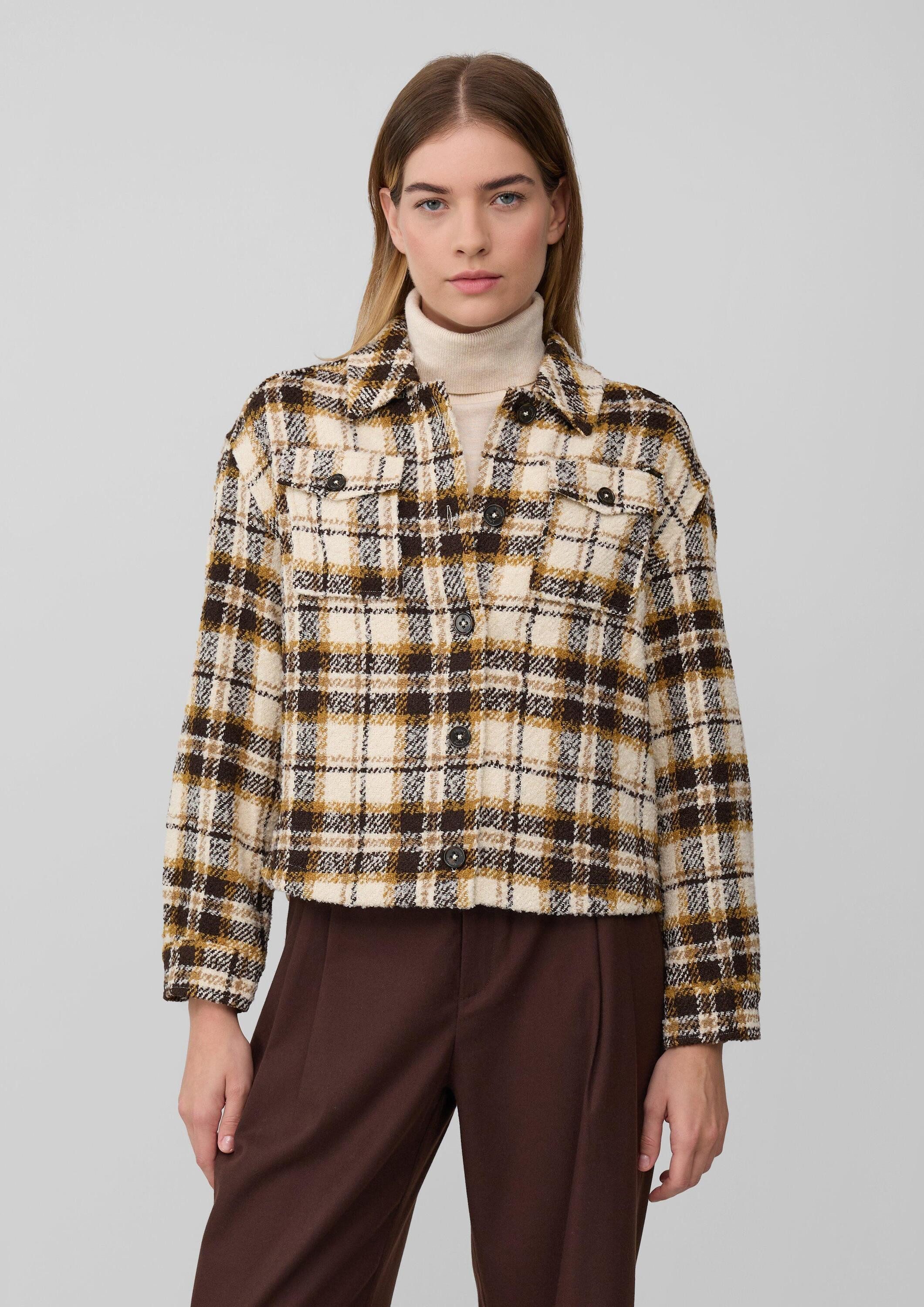 s.Oliver Funktionsjacke Indoor-Jacke Verkürzte Karo-Jacke aus