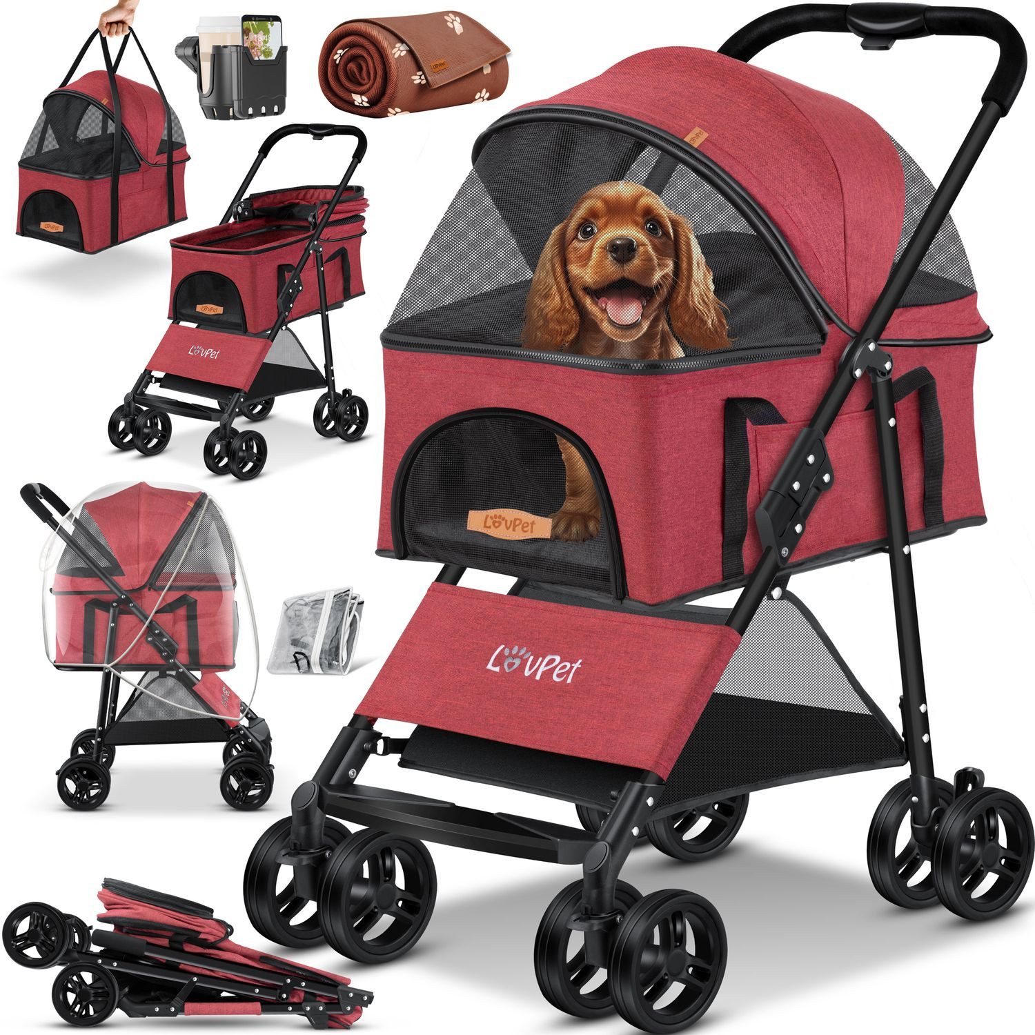 Lovpet Hundebuggy 2in1 Hundewagen max. bis