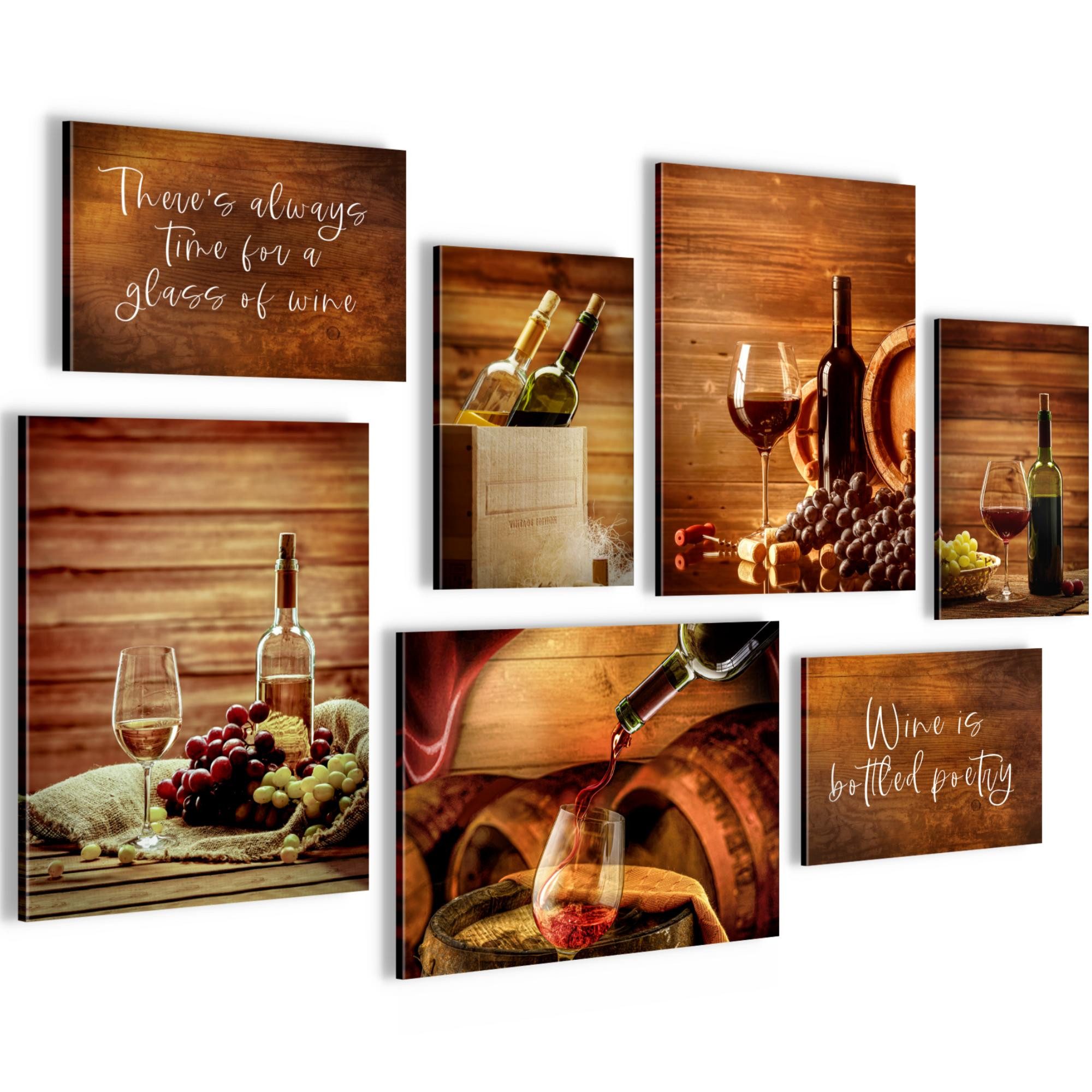 Novart Wandbild Küchenbild Braun Wein Küche/Esszimmer
