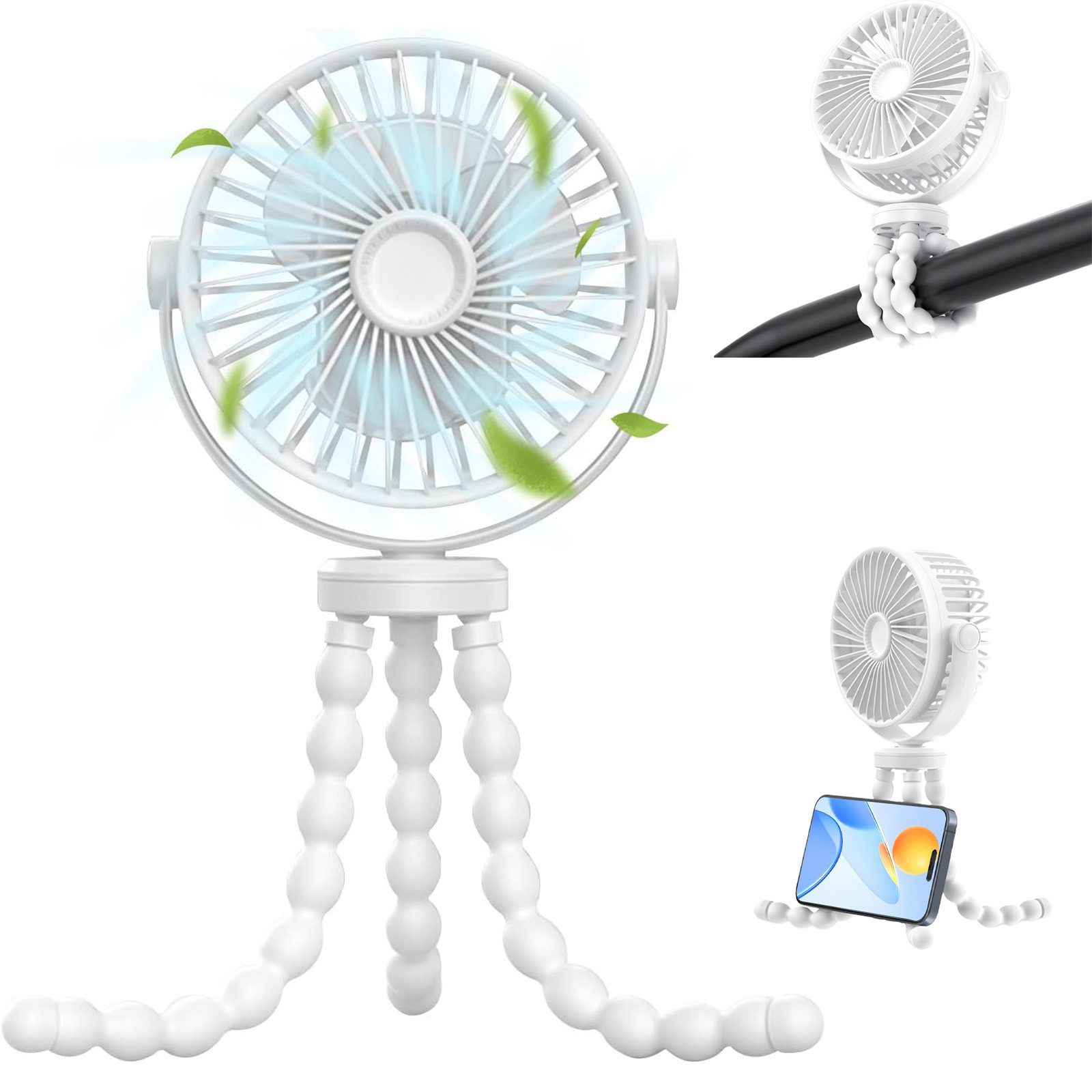 BlingBin Mini USB-Ventilator Kinderwagen-Ventilator, Leise USB-Ventilator