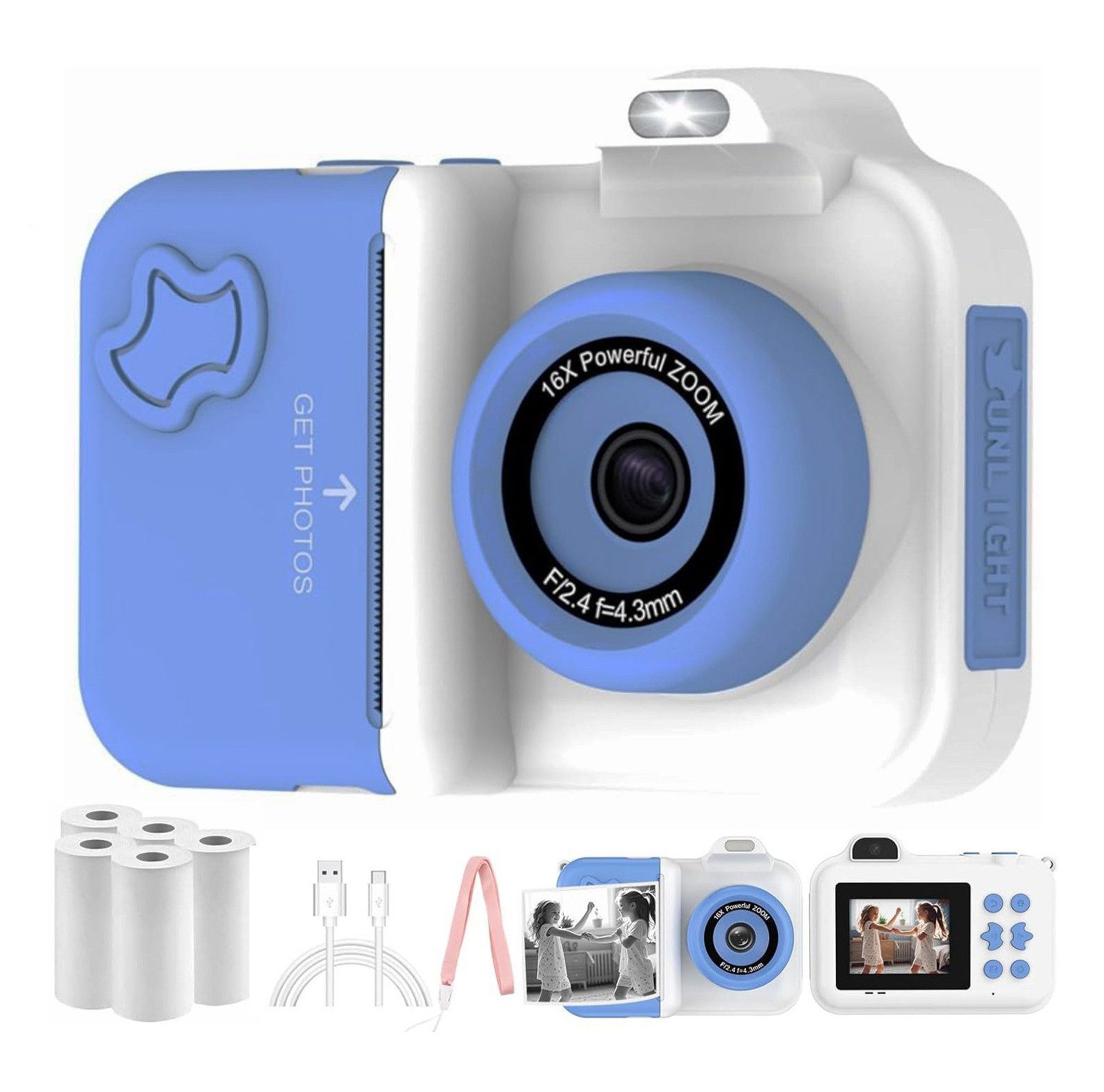 Forrlite Kinderkamera 1080P 2,4-Zoll-Bildschirm Kinderkamera (Doppelobjektive