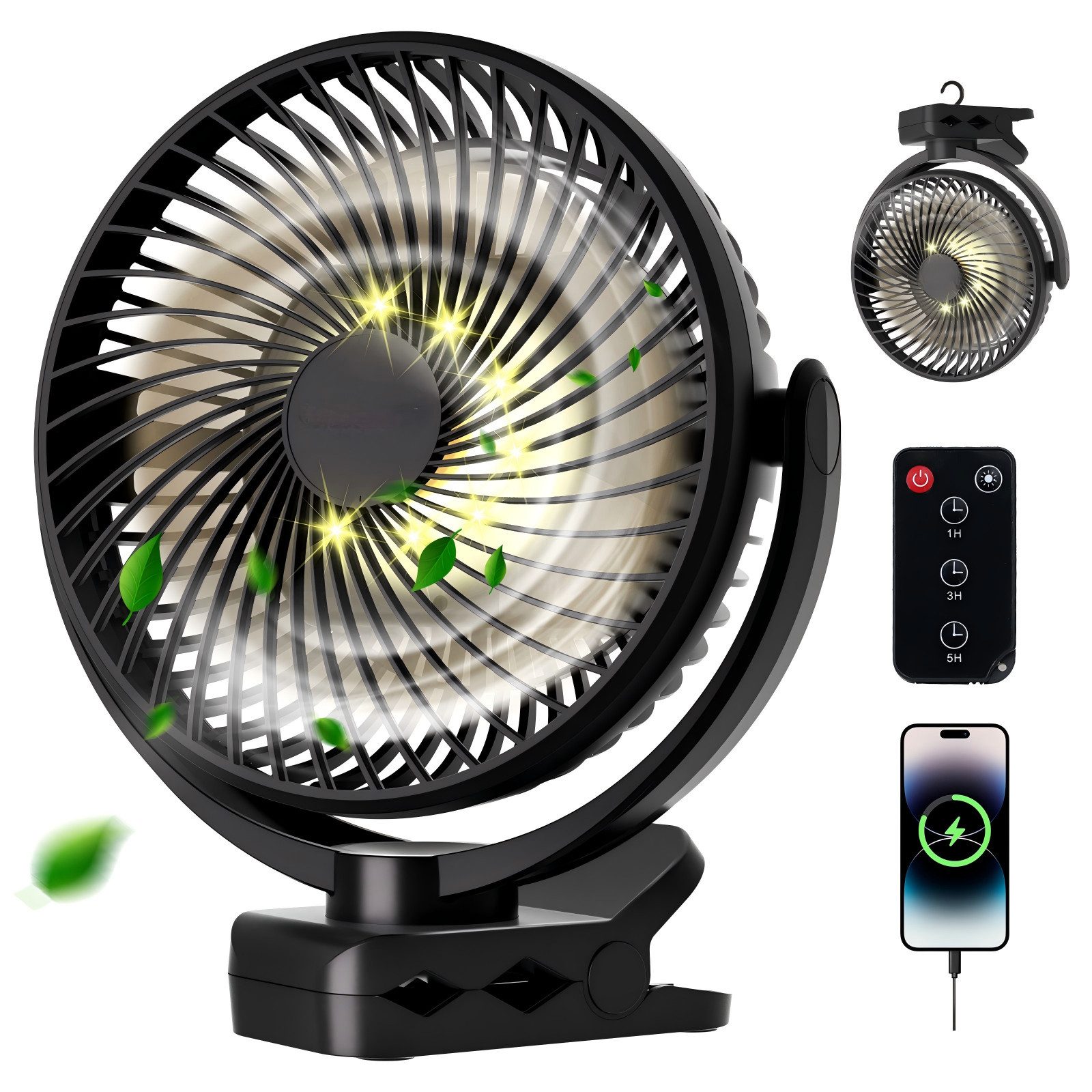 LEENON Mini USB-Ventilator Ventilator mit Licht,3