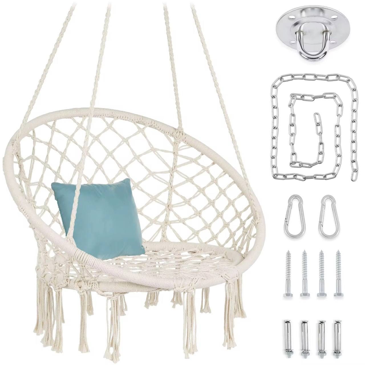 Diyarts Hängesessel (Makramee-Hängesessel mit 2 Aufhängemöglichkeiten,