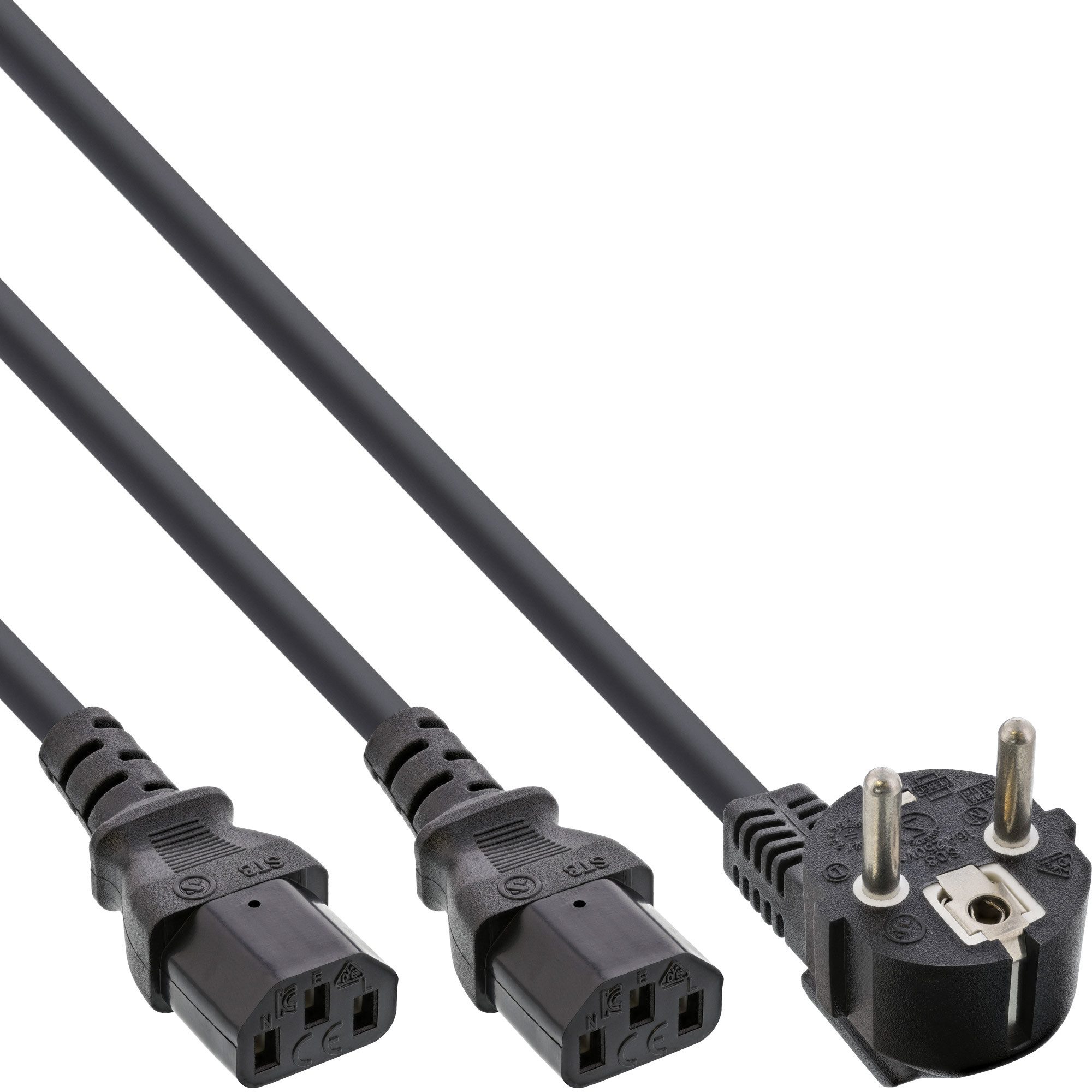 Inline InLine® Netz-Y-Kabel, 1x Schutzkontakt ST