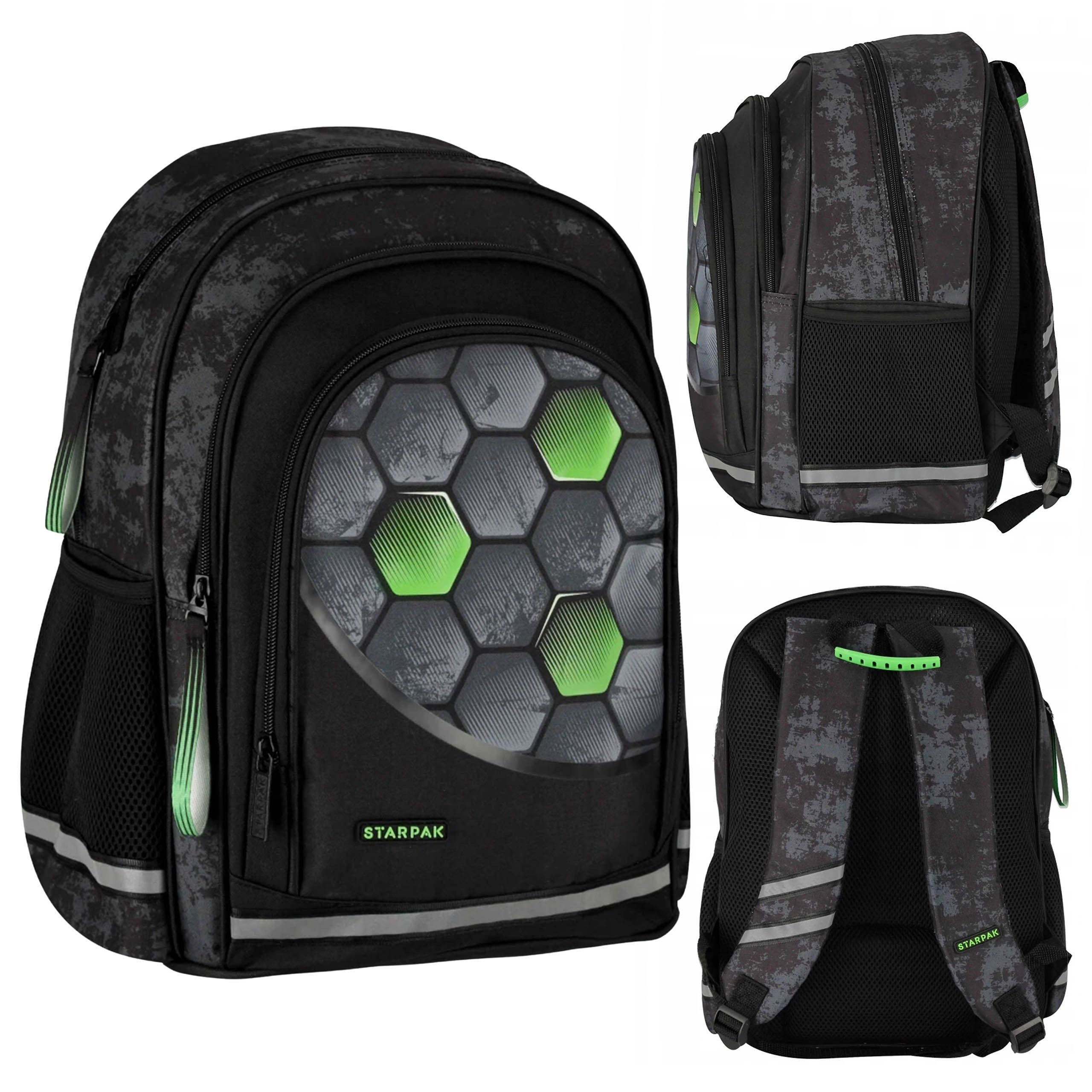 Sarcia.eu Schulrucksack Football schwarzer Jugendrucksack, 40x29x20