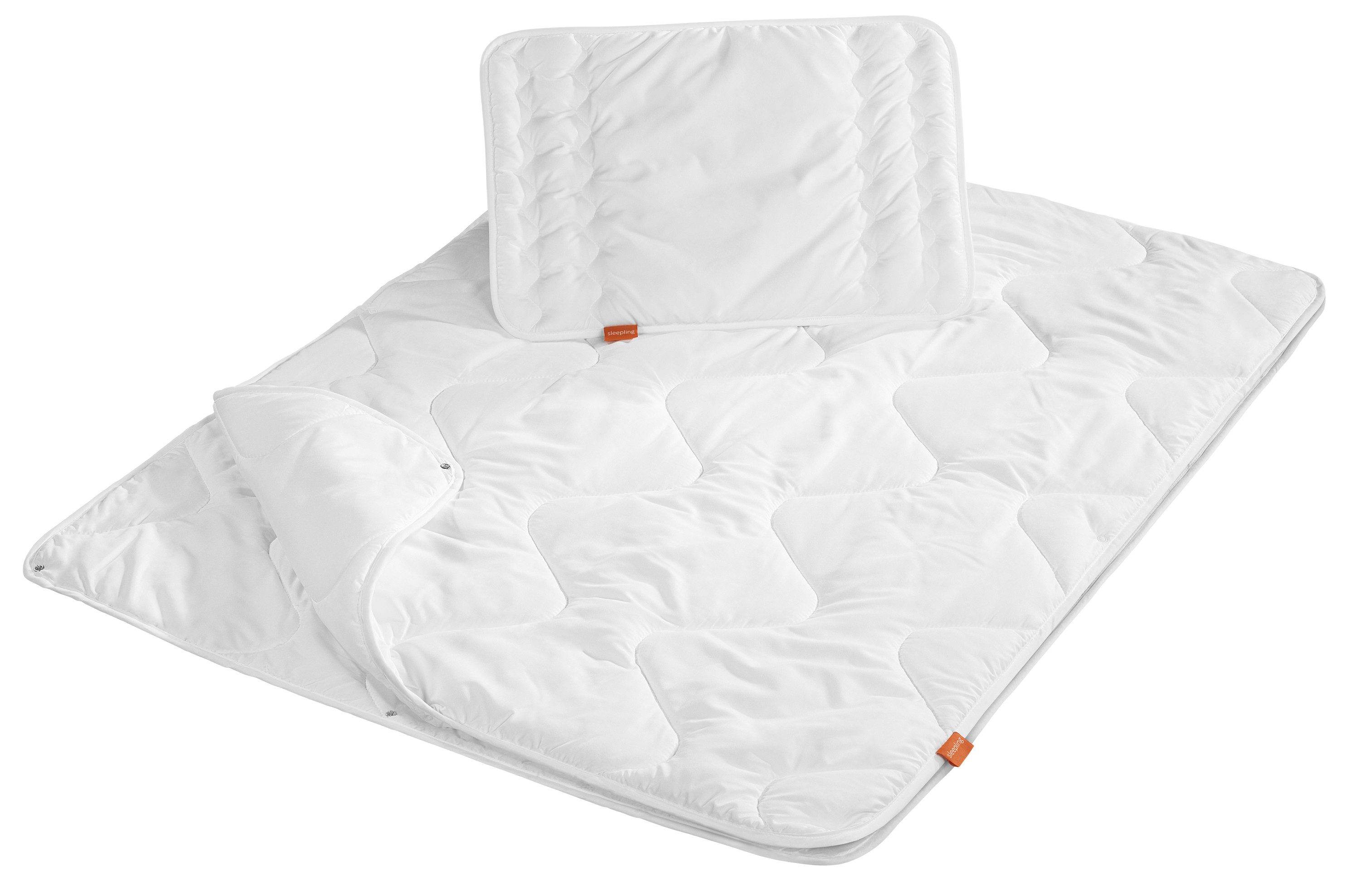 sleepling Kinderbettdecke + Microfaserkissen Babybetten Set,