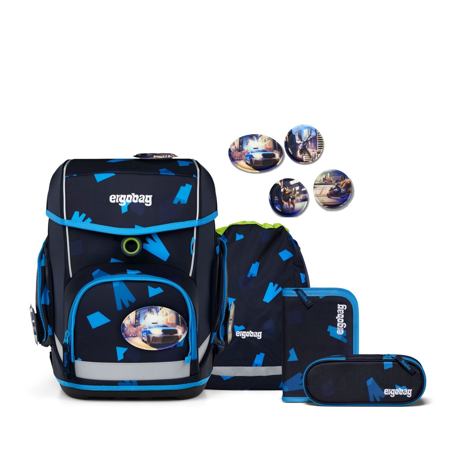 ergobag Schulranzen Schulranzen-Set CUBO VerfolgBärjagd 5-teilig