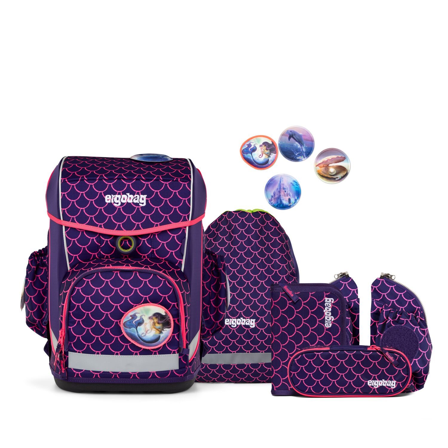 ergobag Schulranzen Schulranzen-Set CUBO LIGHT PerlentauchBär