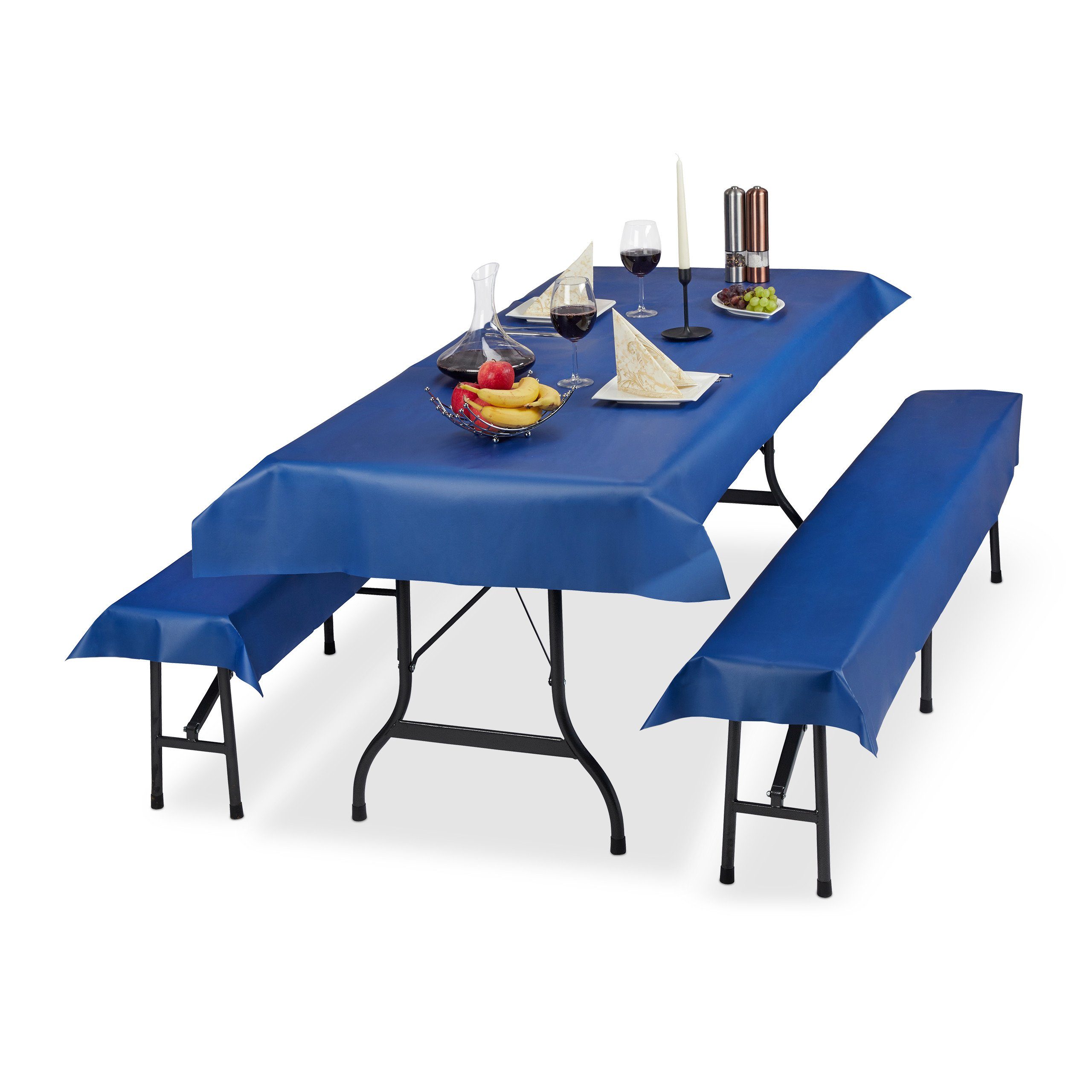 relaxdays Bierzeltgarnitur Auflage 3er Set, Blau