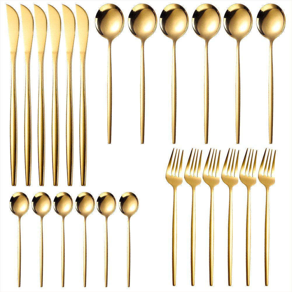 KingLux Besteck-Set 24teilig Essbesteck Set für