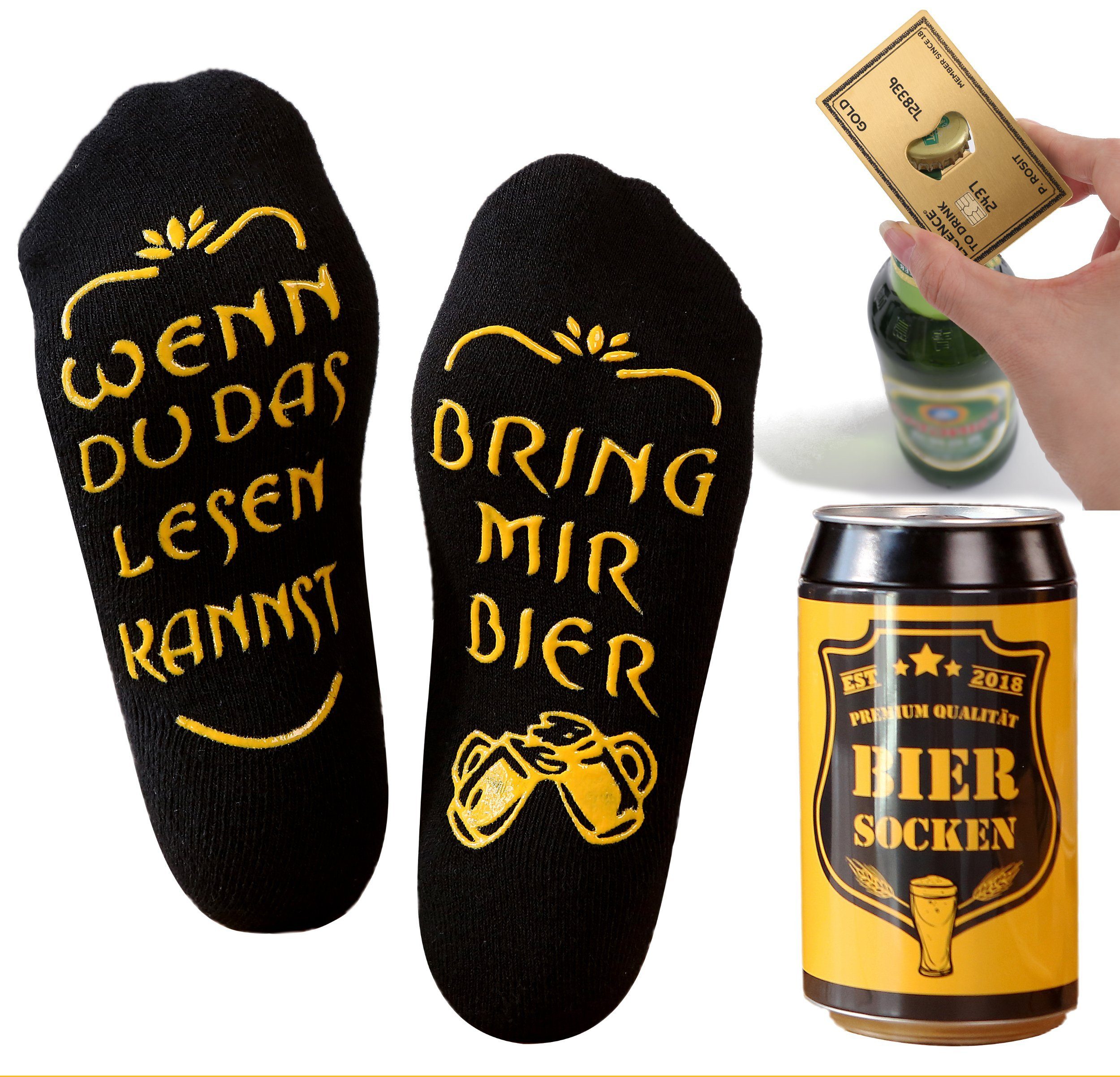 Lucadeau Freizeitsocken mit Bier Spruch und