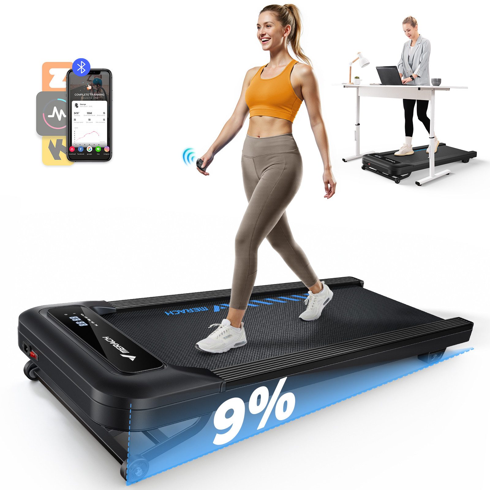MERACH Laufband Tragbar Elektrisches Laufband, Walking/Jogging