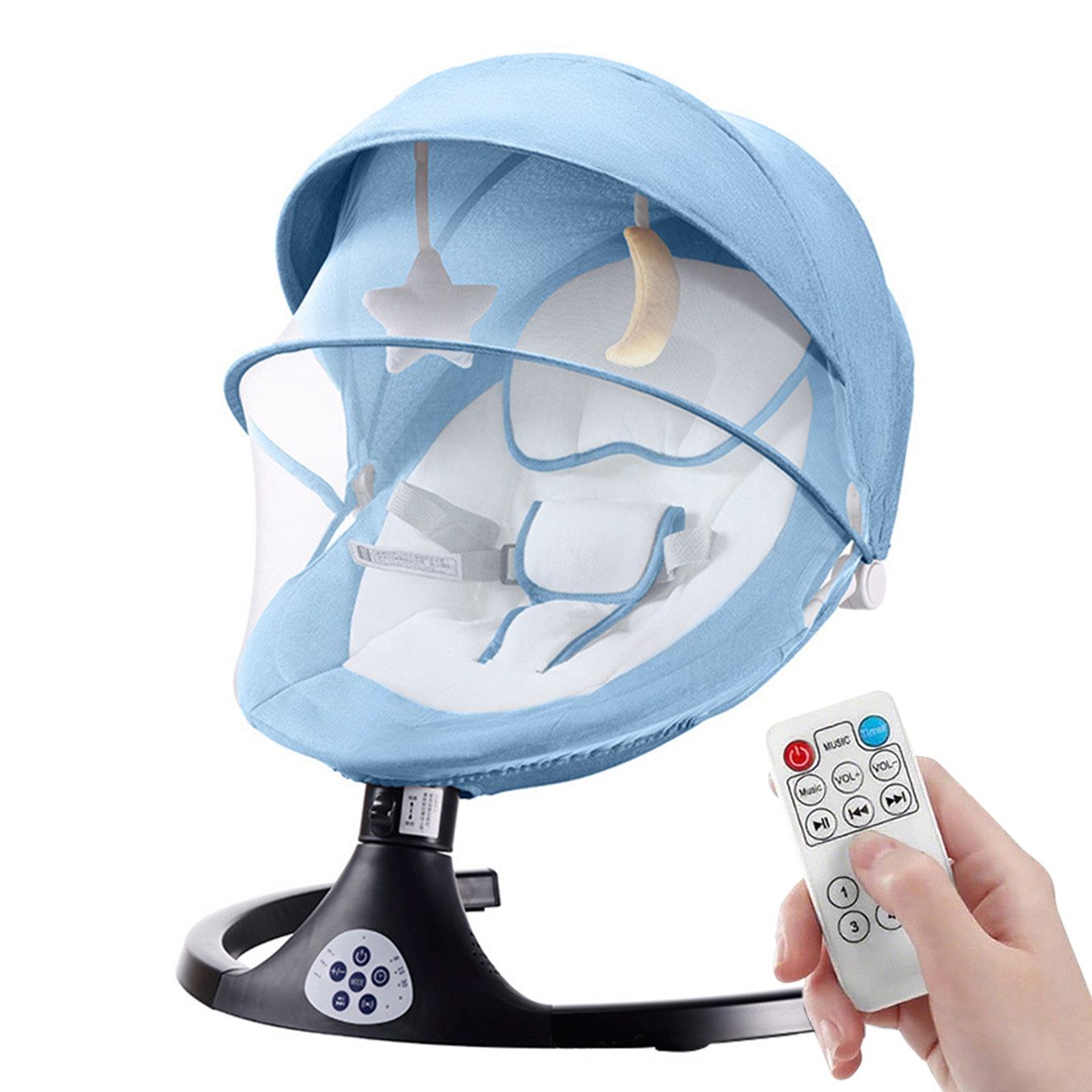 CLTYQ Babywippe babyschaukel Kippfunktion,klappbar,Dreistufige Richtungseinstellung, elektrisch