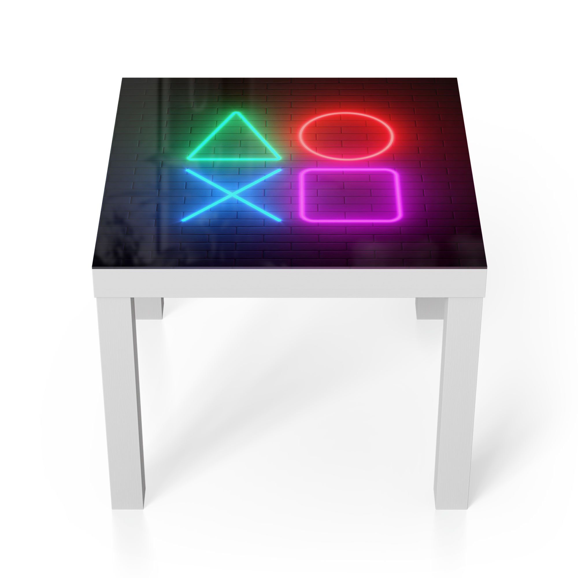 DEQORI Couchtisch 'Playstation Elemente', Glas Beistelltisch