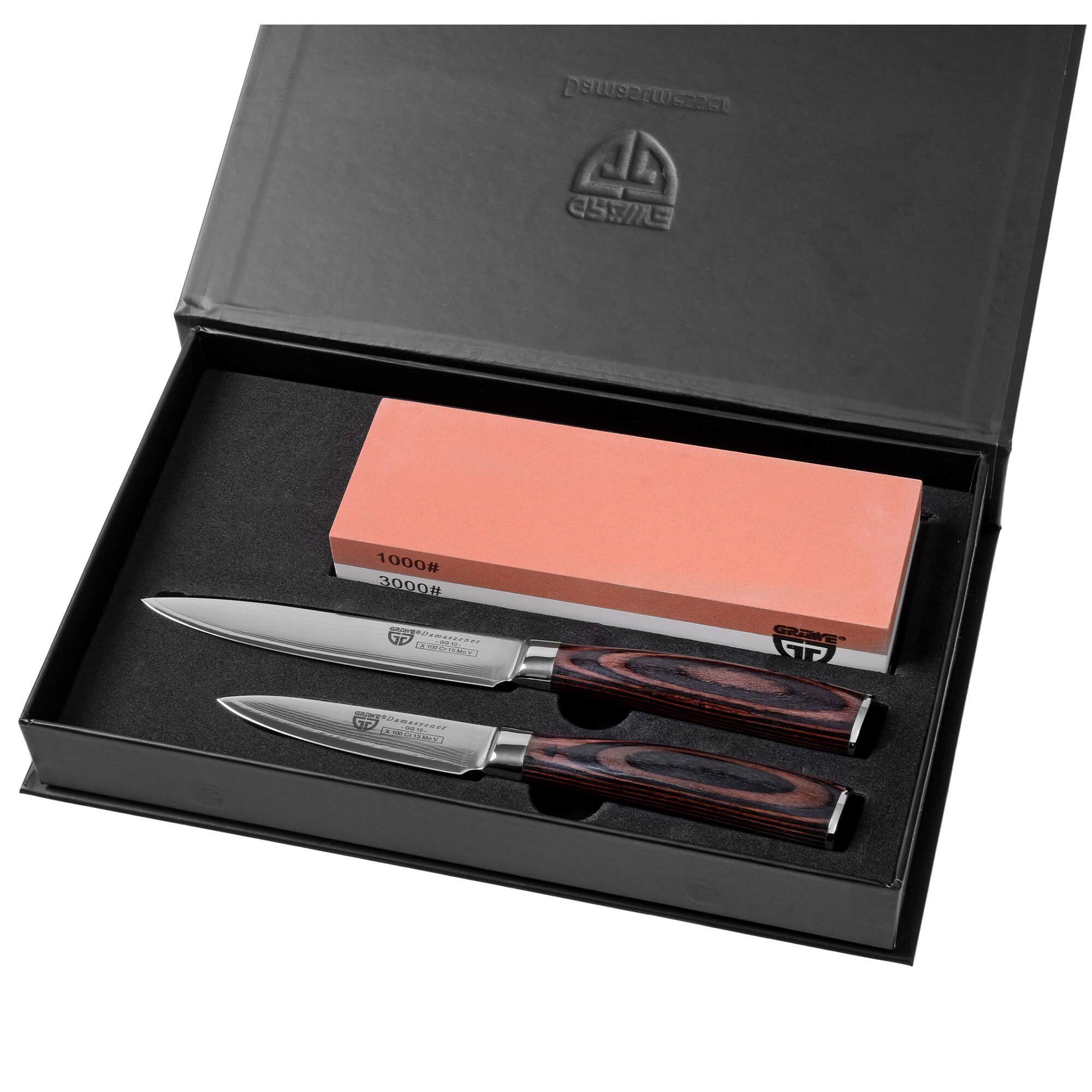 GRÄWE Damastmesser GRÄWE Damast-Messerset mit Wetzstein