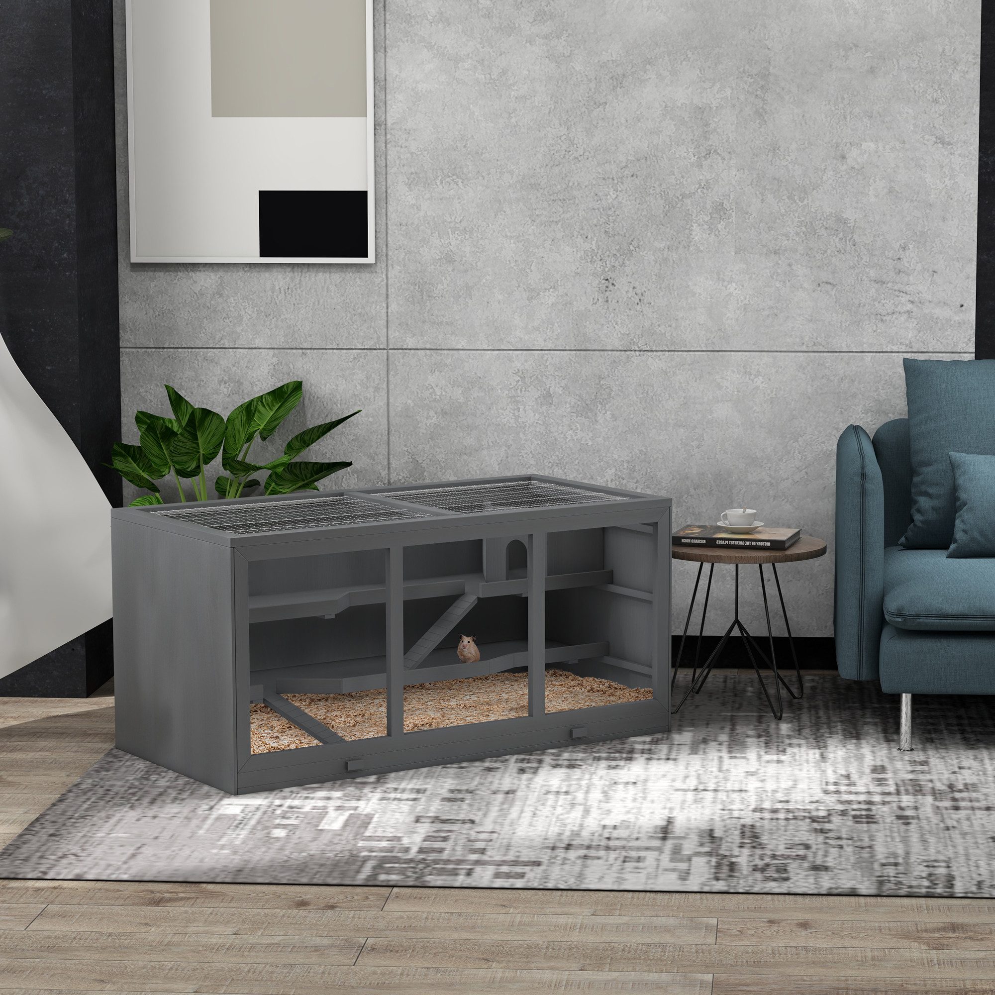 PawHut Kleintierkäfig Nagerkäfig Kleintierstall aus Holz