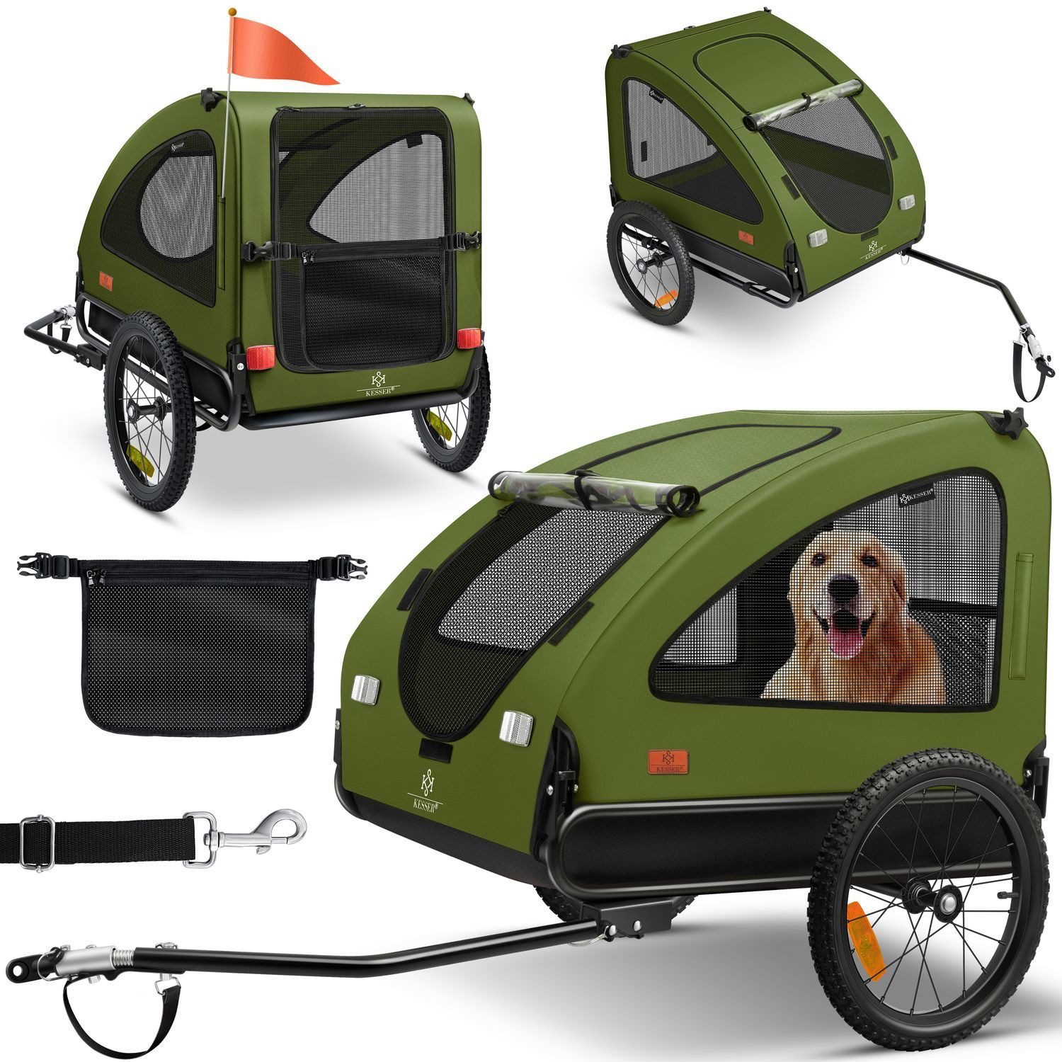 KESSER Fahrradhundeanhänger, Hundeanhänger Boxer 2-in-1 Hundebuggy