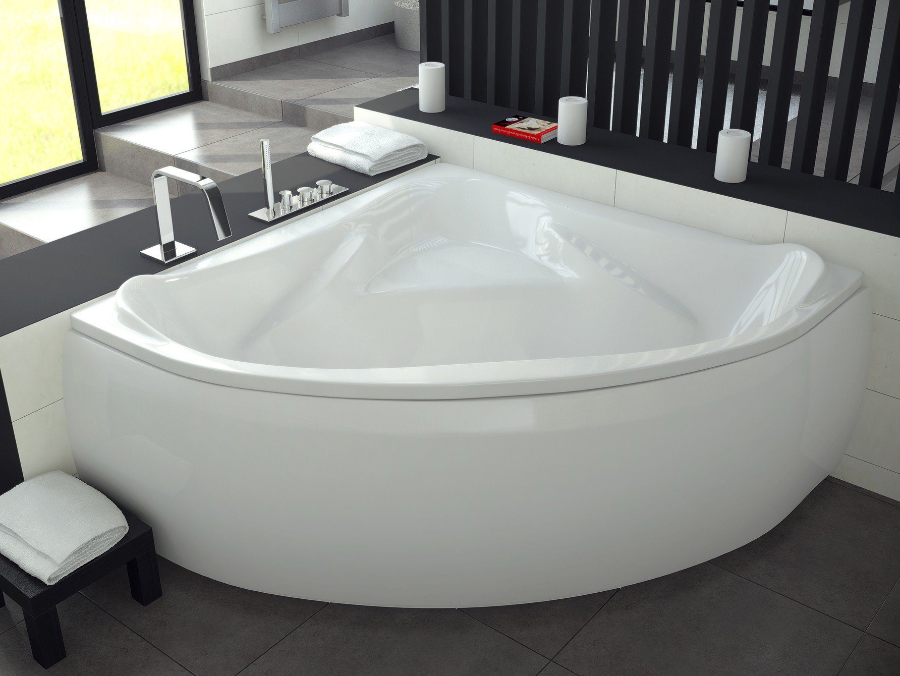 KOLMAN Badewanne Eckbadewanne Ewa 134x134, Ablaufgarnitur
