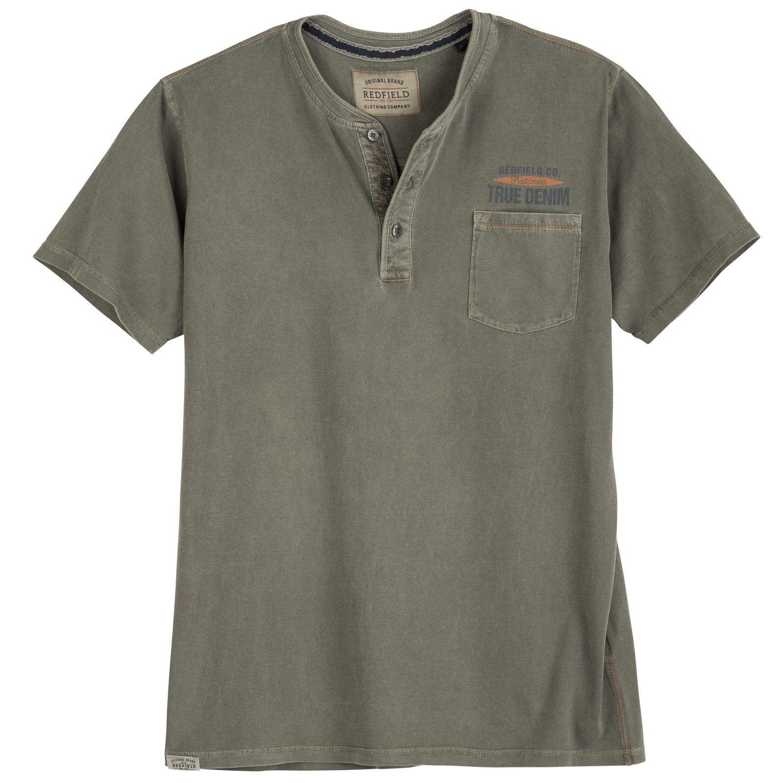 redfield Rundhalsshirt Redfield Übergrößen Henley T-Shirt