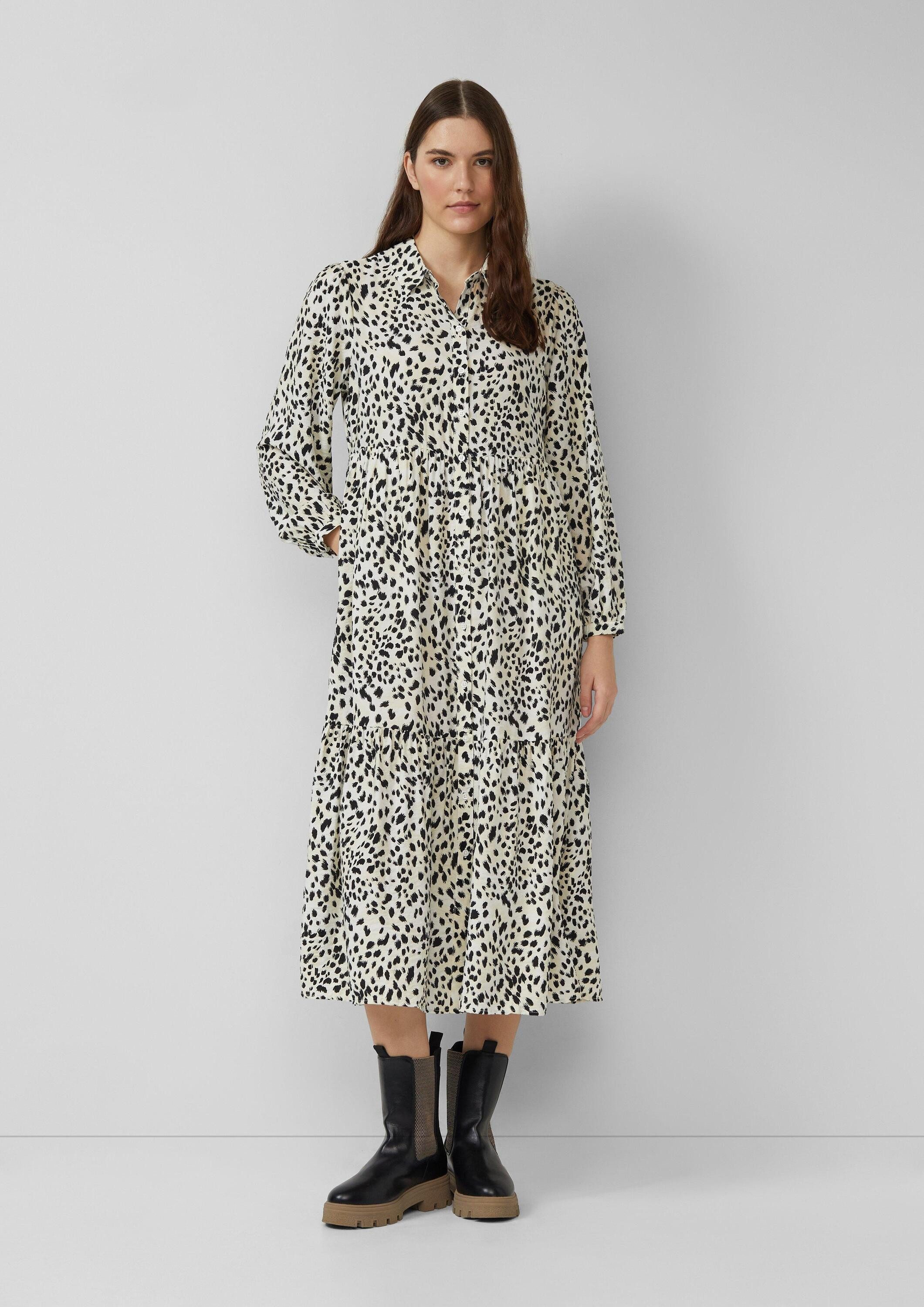 s.Oliver Midikleid Kleid Strukturiertes Viskosemix-Kleid im