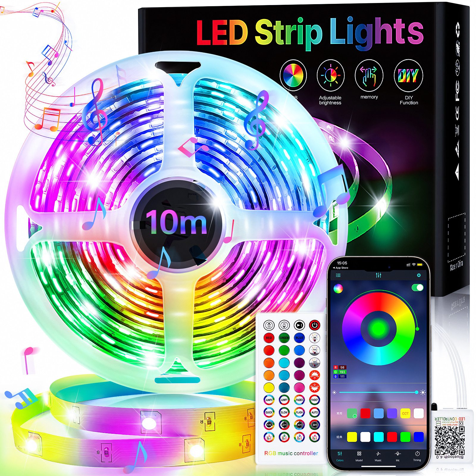 Yuede LED-Streifen Led Strip 10M/15M/20M/30M, RGB