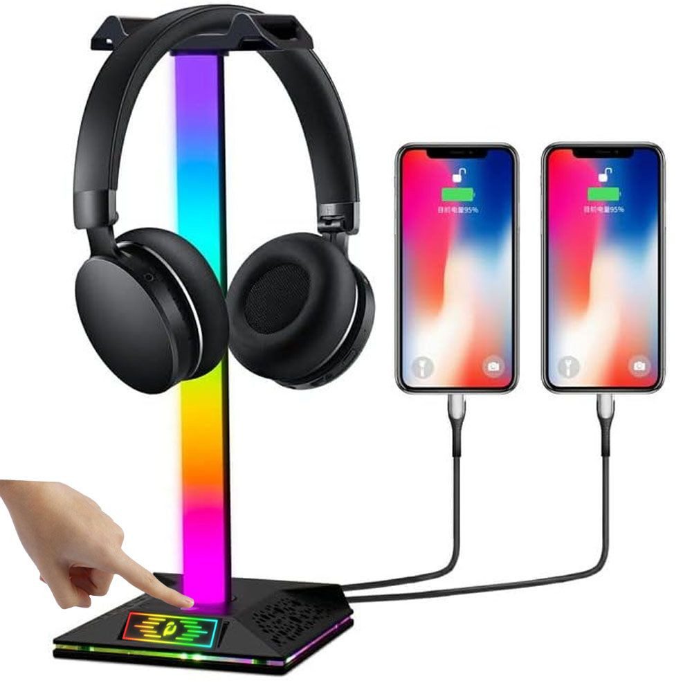 QUBEBU Headset-Halterung Kopfhörer-Ständer RGB Gaming Headset-Ständer,